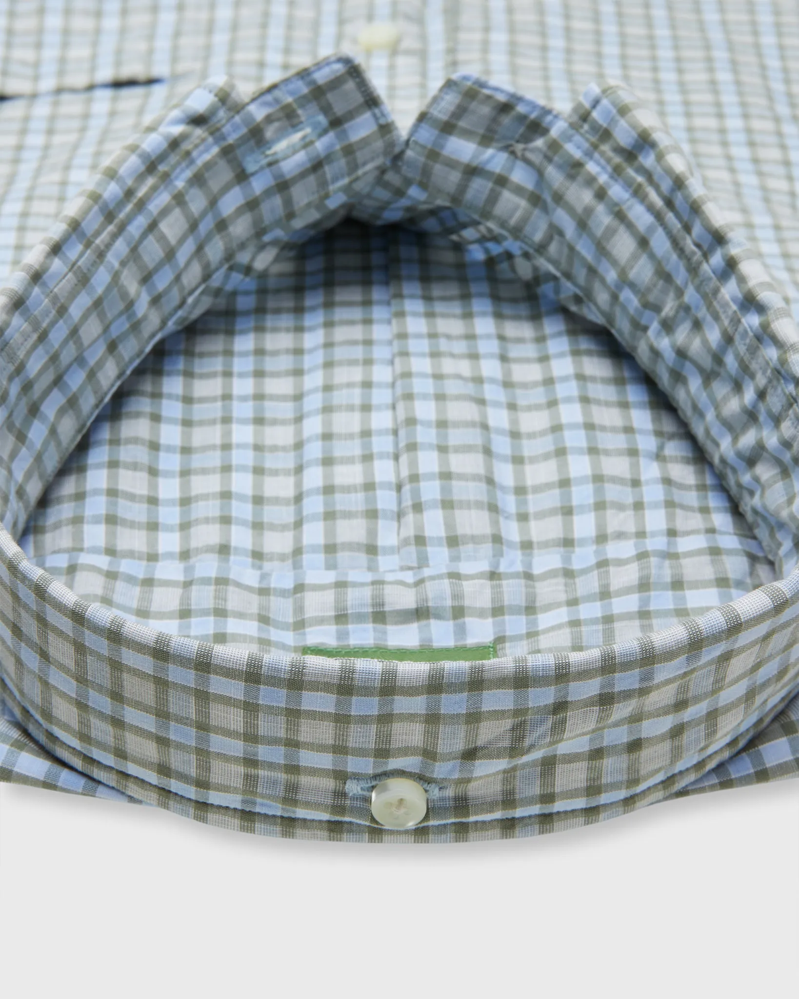 Button-Down Sport Shirt in Olive/Sky Check Poplin sold by Mashburn product image thumbnail 3