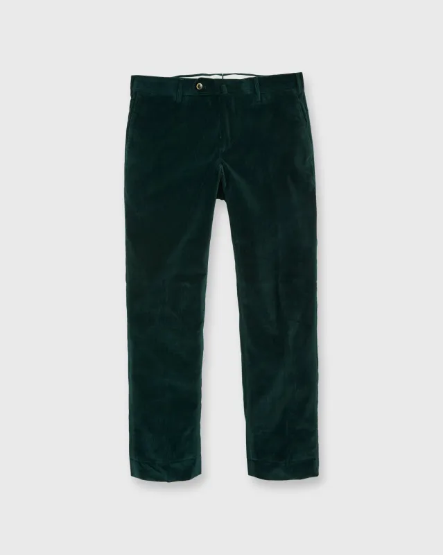 Slim Flat Front Trouser in Green Stretch Corduroy sold by Mashburn