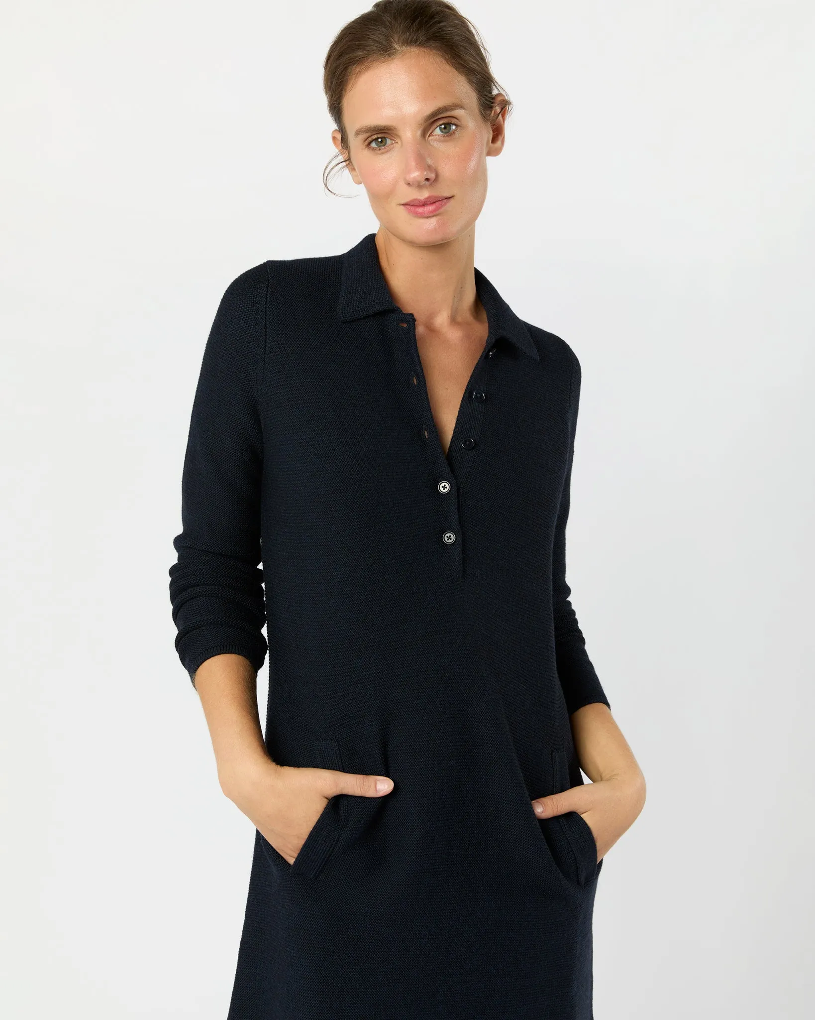 Elise Dress in Navy Extra Fine Merino Wool sold by Mashburn product image thumbnail 2