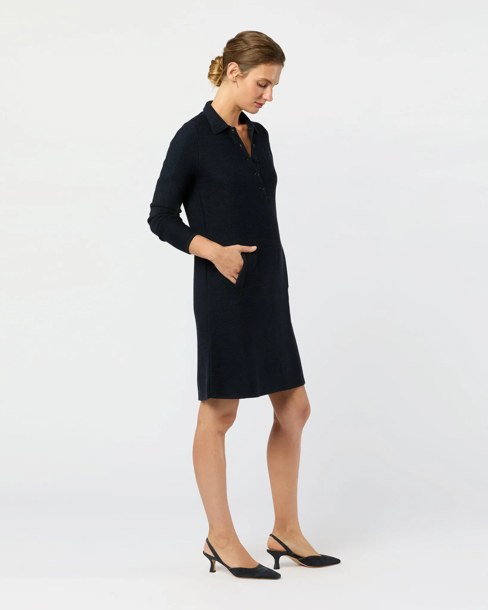 Elise Dress in Navy Extra Fine Merino Wool sold by Mashburn product image thumbnail 3