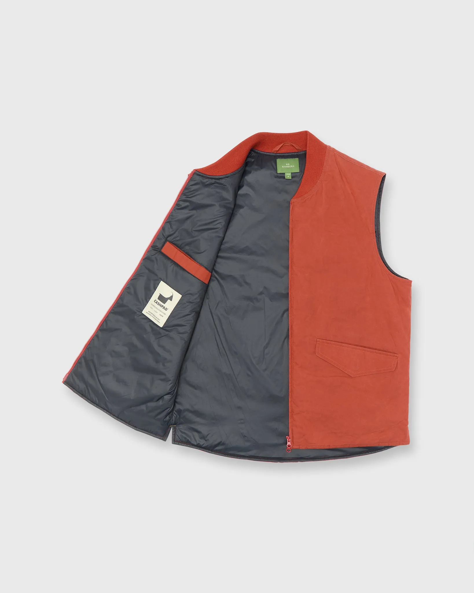 Cashpad Zip Vest in Vermillion Dry Waxed Poplin sold by Mashburn product image thumbnail 2