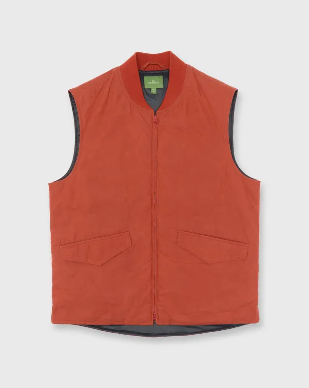 Cashpad Zip Vest in Vermillion Dry Waxed Poplin sold by Mashburn