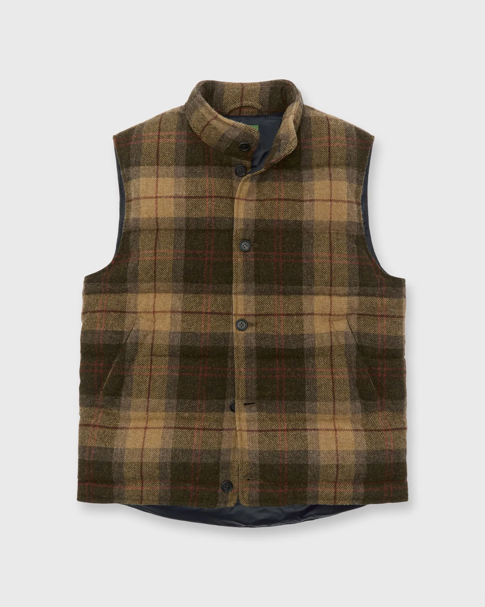 Cashball Vest in Khaki/Brown/Red Plaid Tweed sold by Mashburn
