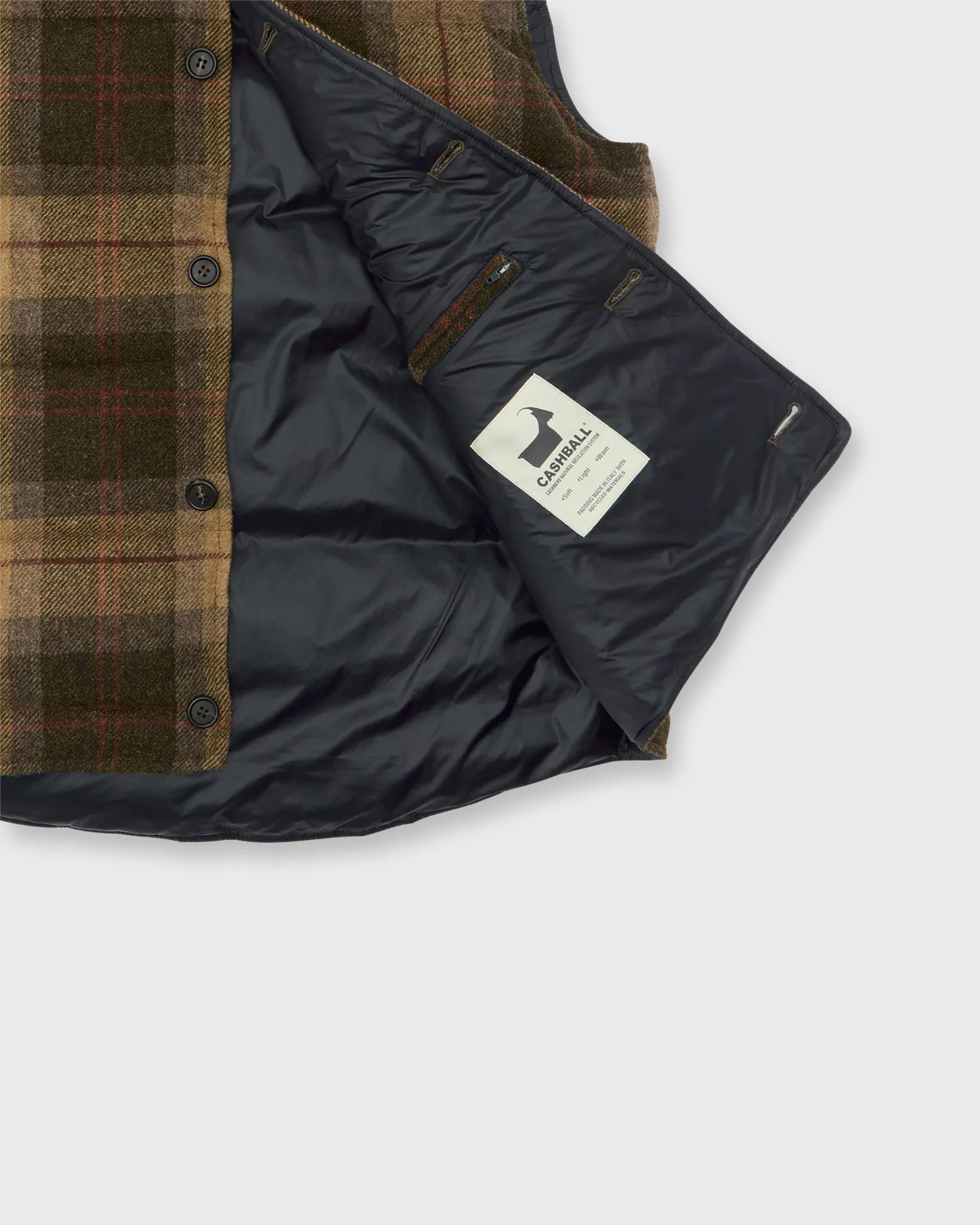 Cashball Vest in Khaki/Brown/Red Plaid Tweed sold by Mashburn product image thumbnail 3
