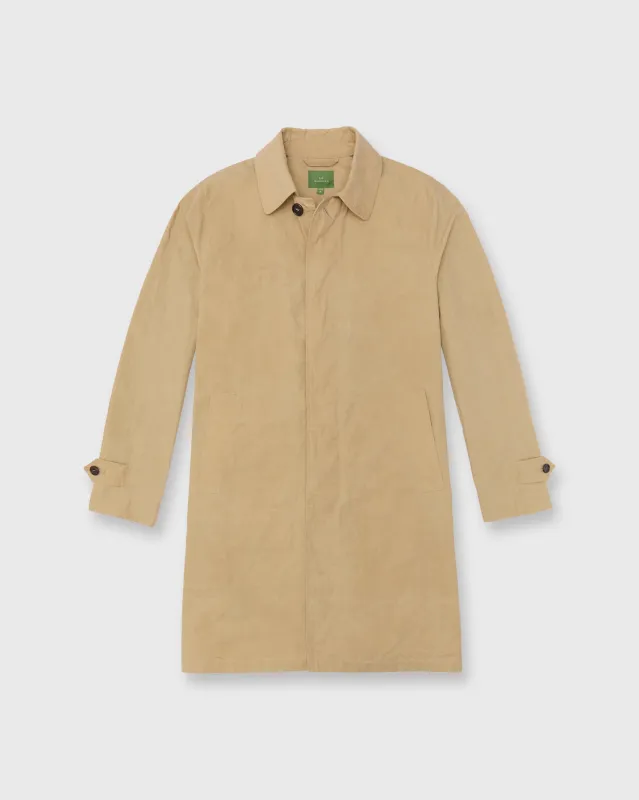 Traveler's Trench in Khaki Dry Waxed Poplin sold by Mashburn