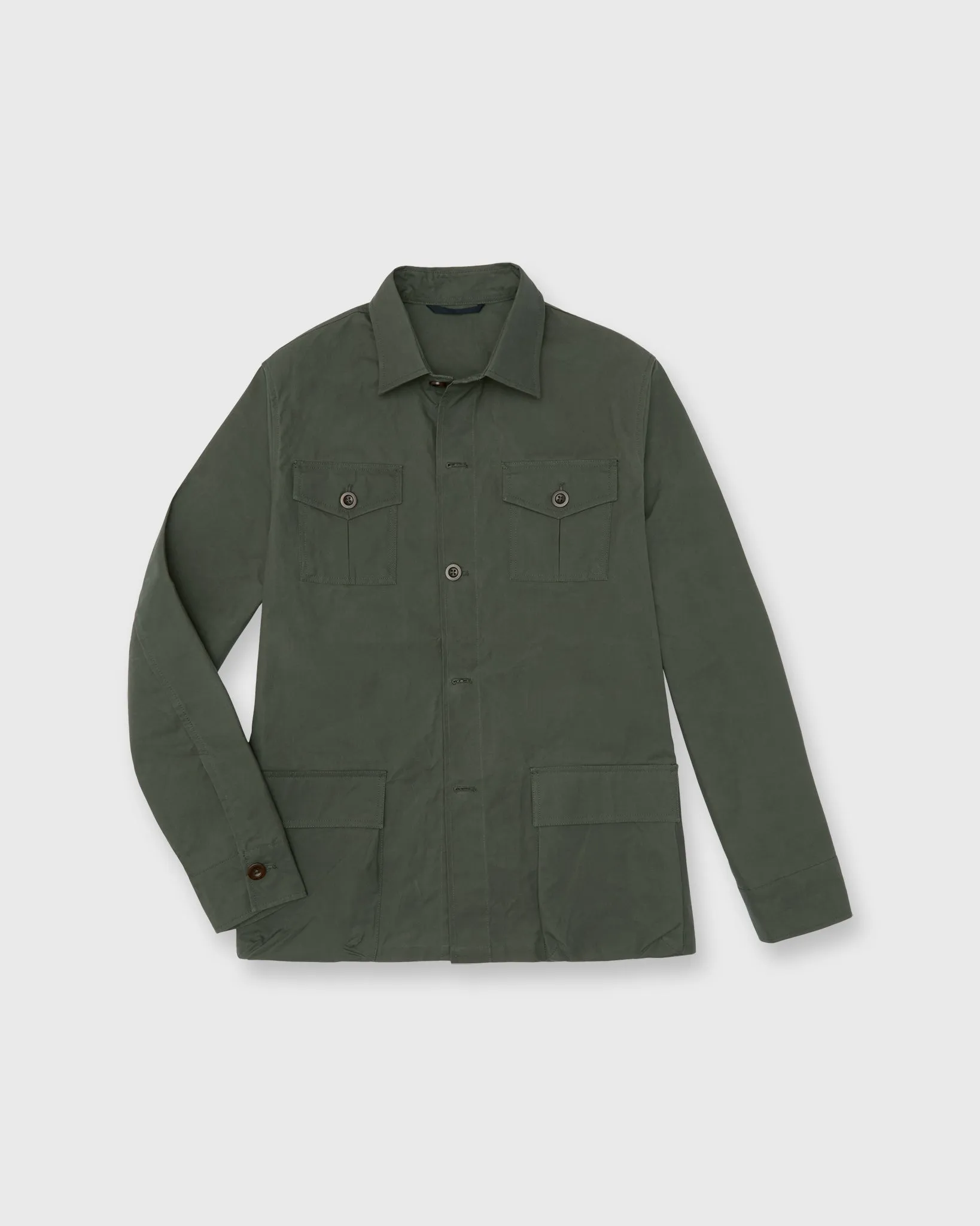 Military Jacket in Green Dry Waxed Poplin sold by Mashburn