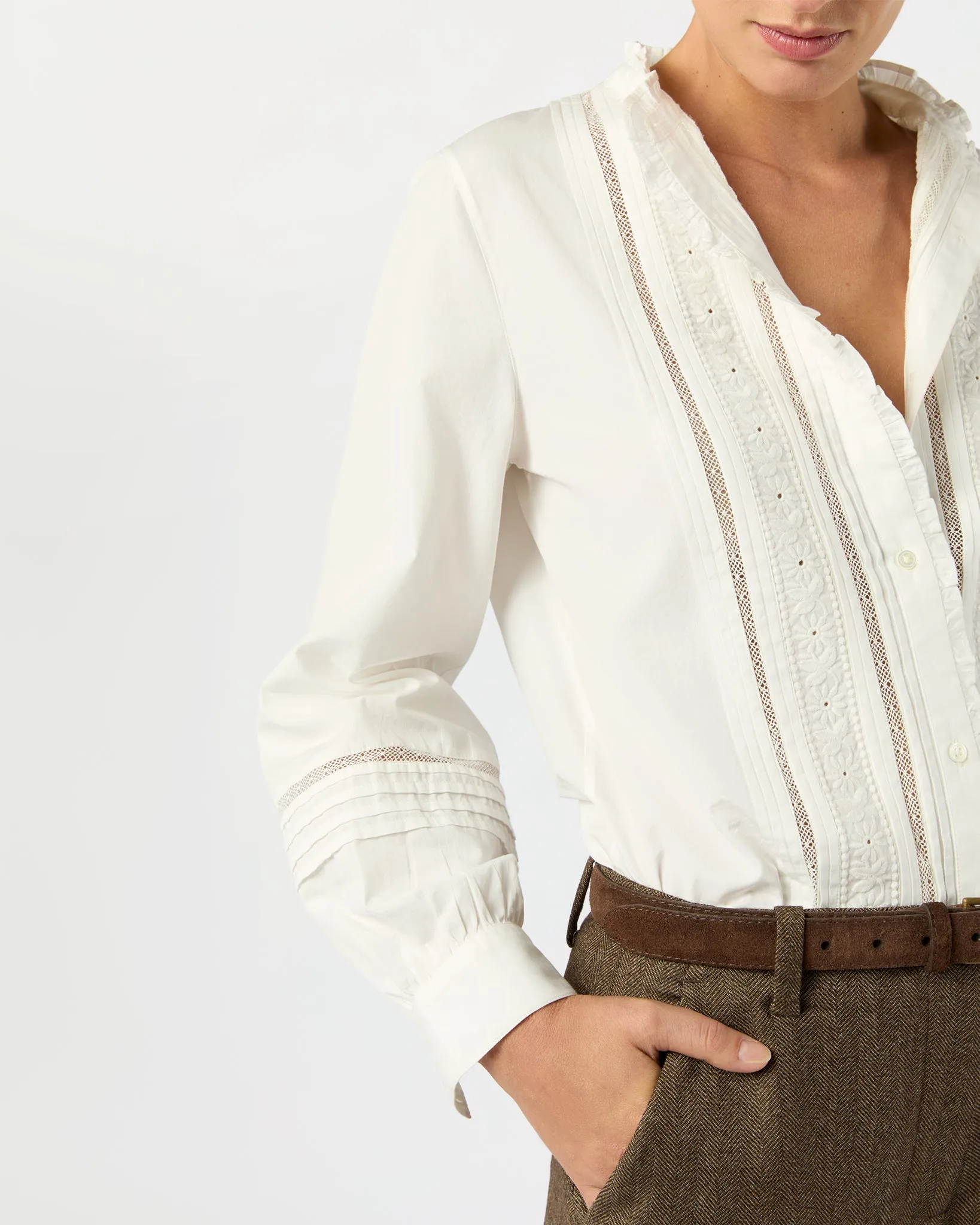 Lina Blouse in Ivory Poplin sold by Mashburn product image thumbnail 3
