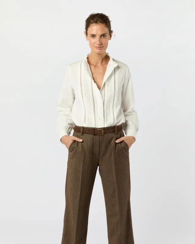 Lina Blouse in Ivory Poplin sold by Mashburn