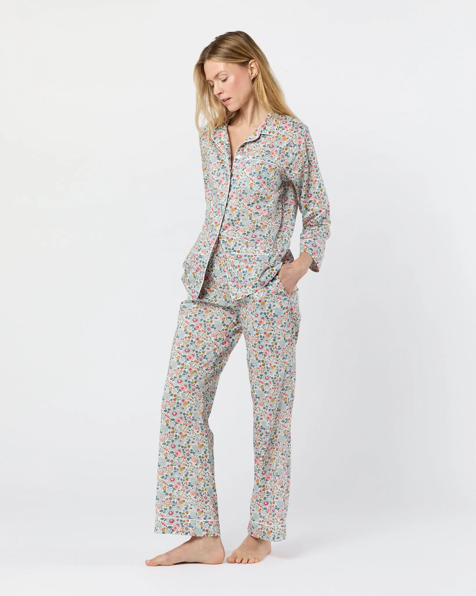 Pajama Set in Blue Betsy Liberty Fabric sold by Mashburn