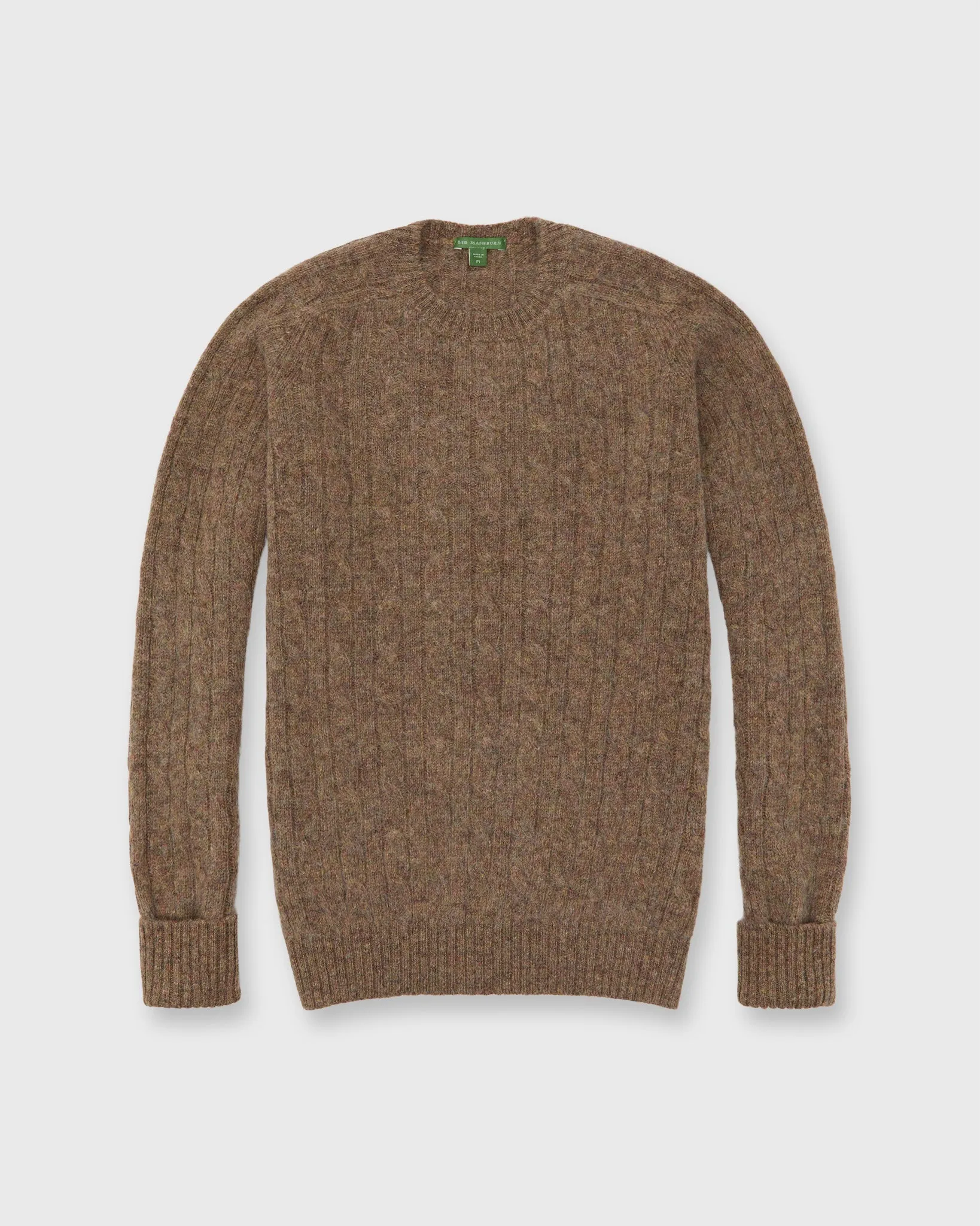Washed Cable-Knit Crewneck Sweater in Crofter Wool sold by Mashburn