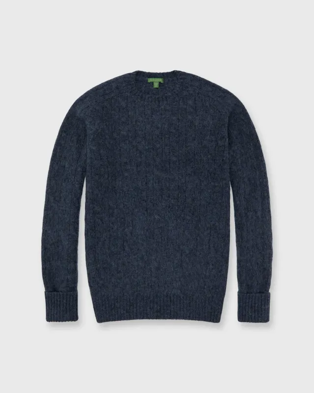 Washed Cable-Knit Crewneck Sweater in Captain Wool sold by Mashburn