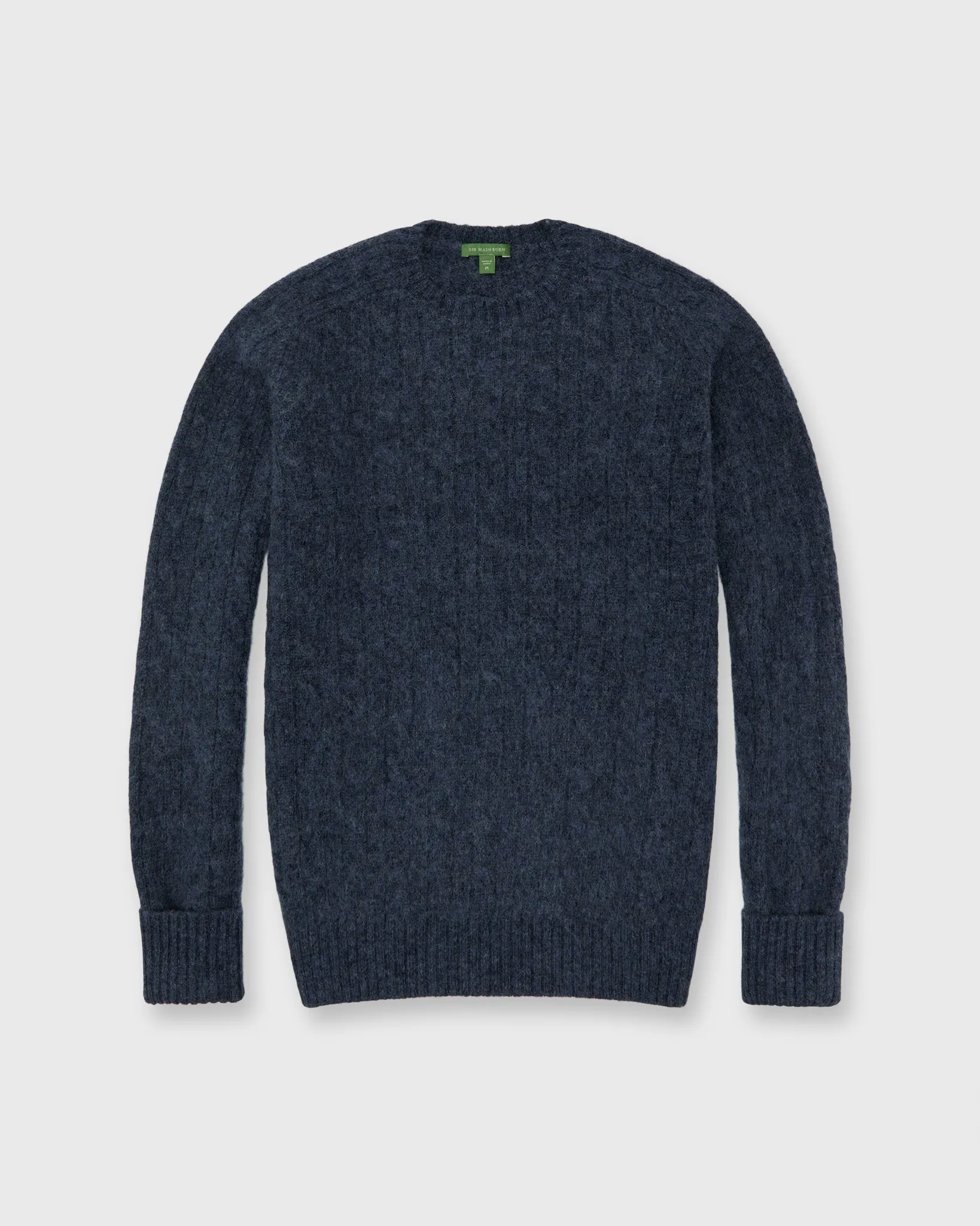 Washed Cable-Knit Crewneck Sweater in Captain Wool sold by Mashburn