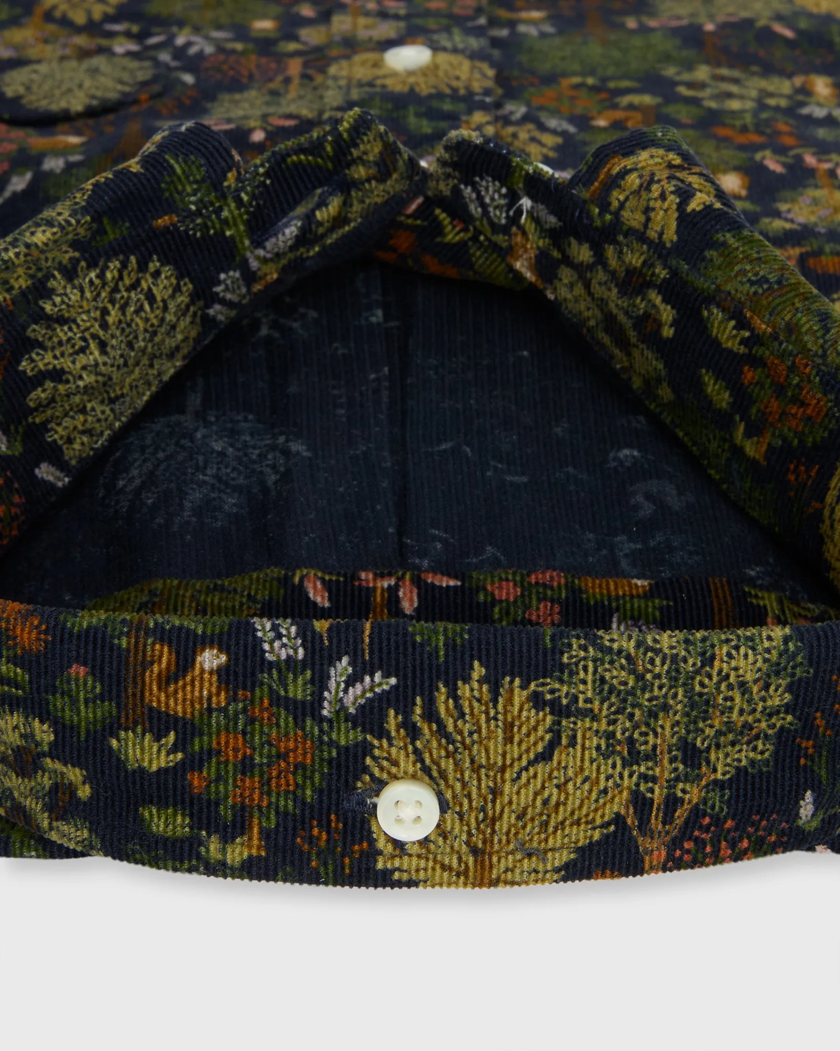Button-Down Sport Shirt in Navy/Multi Woodland Print Lightweight Corduroy sold by Mashburn product image thumbnail 3