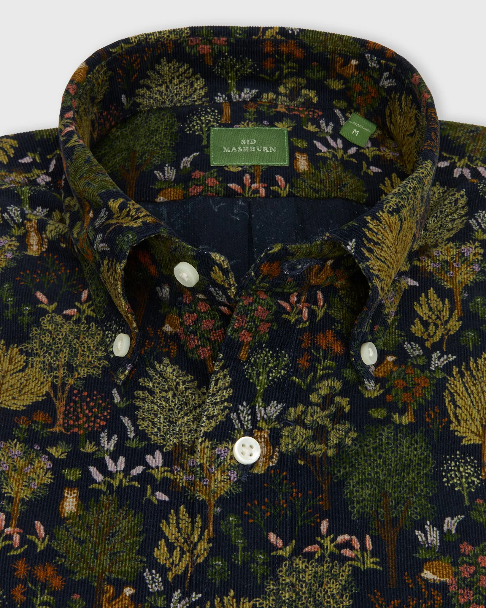 Button-Down Sport Shirt in Navy/Multi Woodland Print Lightweight Corduroy sold by Mashburn product image thumbnail 2