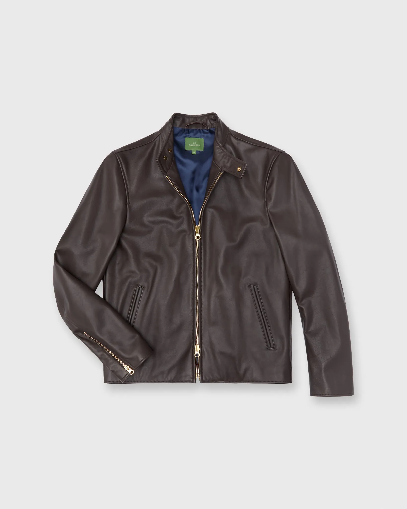 Moto Jacket in Dark Brown Leather sold by Mashburn