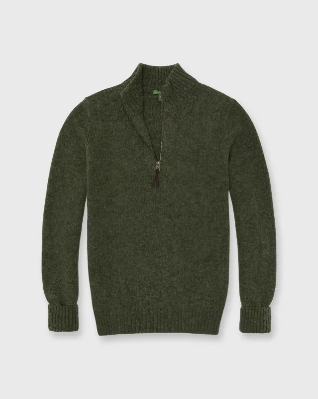 Rugged Half-Zip Sweater in Olive Wool sold by Mashburn