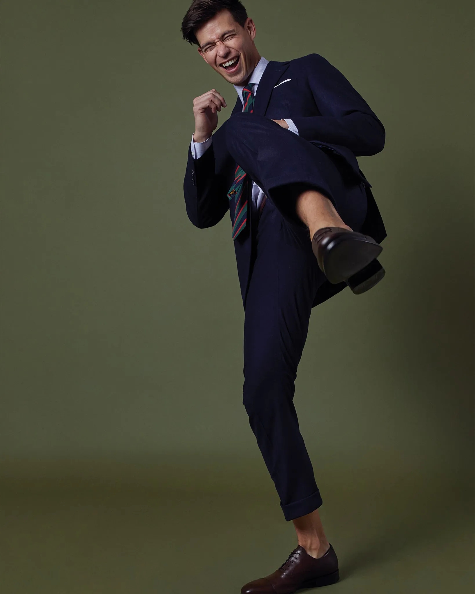 Dress Trouser in Navy Flannel sold by Mashburn product image thumbnail 5