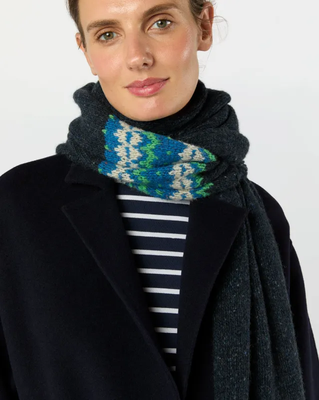 Fair Isle Scarf in Indigo Donegal Multi Cashmere sold by Mashburn