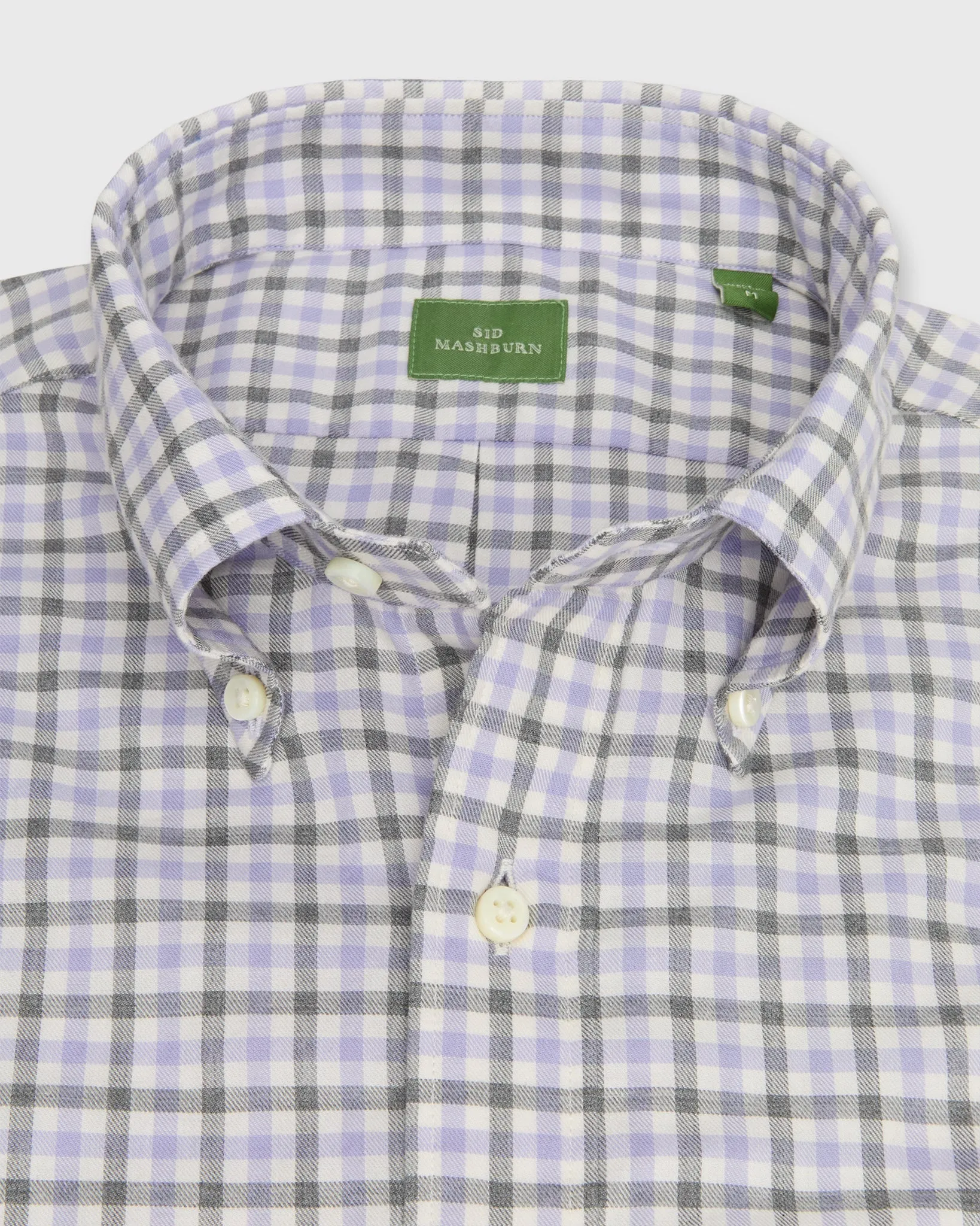 Button-Down Sport Shirt in Bone/Lavender/Grey Tattersall Twill sold by Mashburn product image thumbnail 2