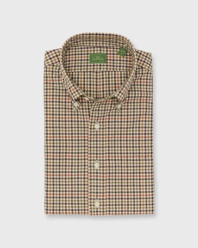Button-Down Sport Shirt in Brown/Olive/Red Guncheck Twill sold by Mashburn