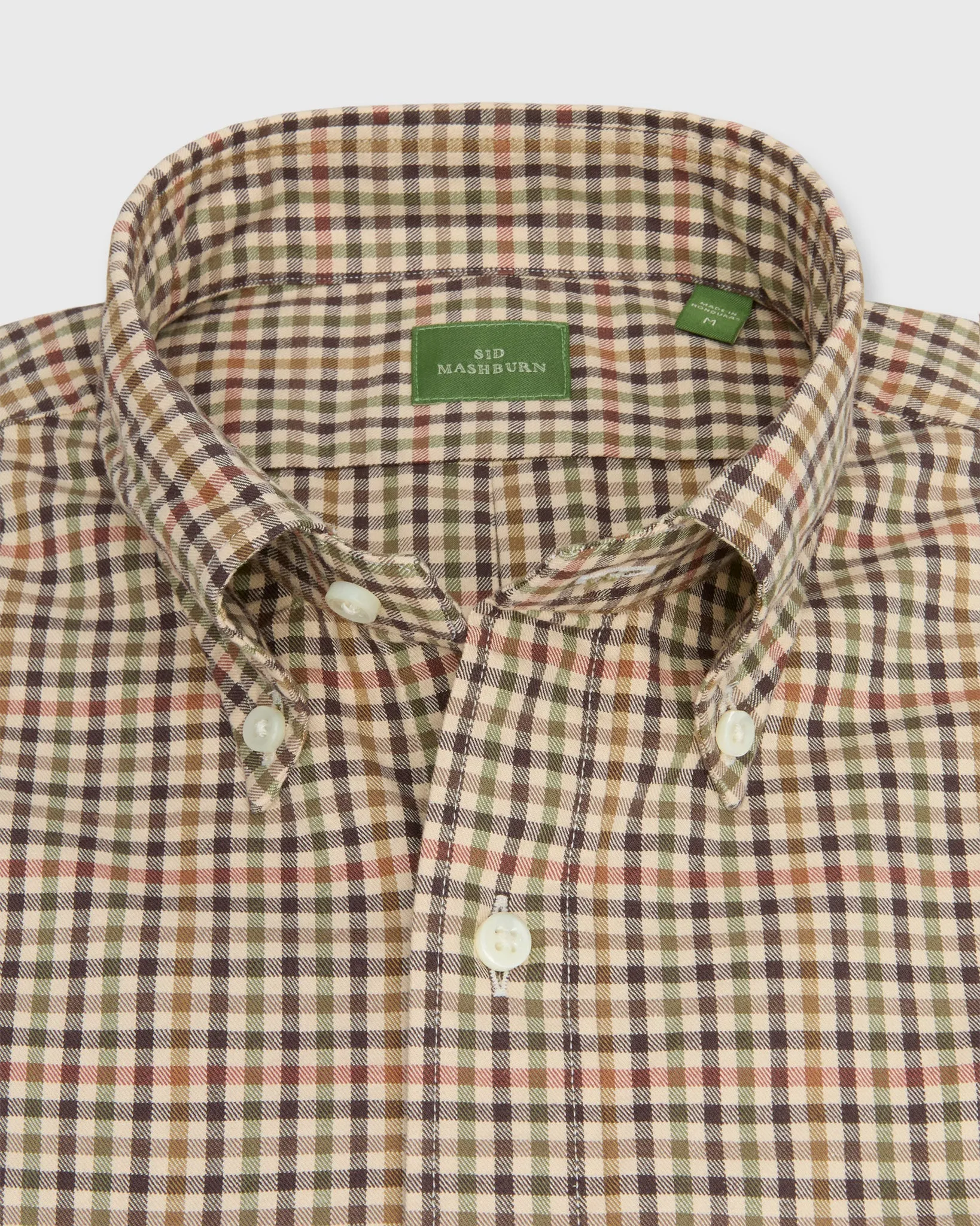 Button-Down Sport Shirt in Brown/Olive/Red Guncheck Twill sold by Mashburn product image thumbnail 2