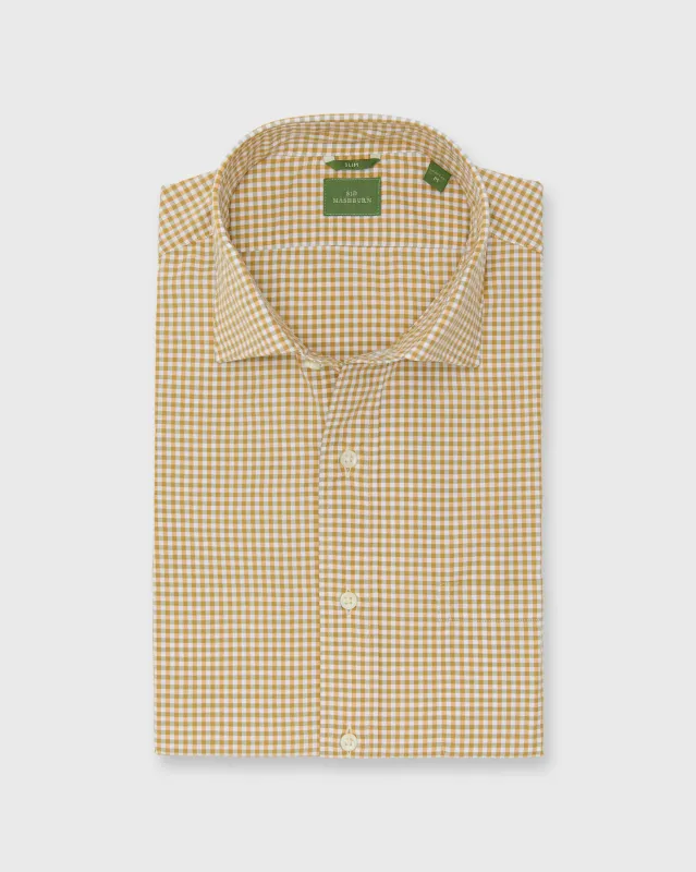 Slim-Fit Spread Collar Sport Shirt in Maize Small Gingham Poplin sold by Mashburn
