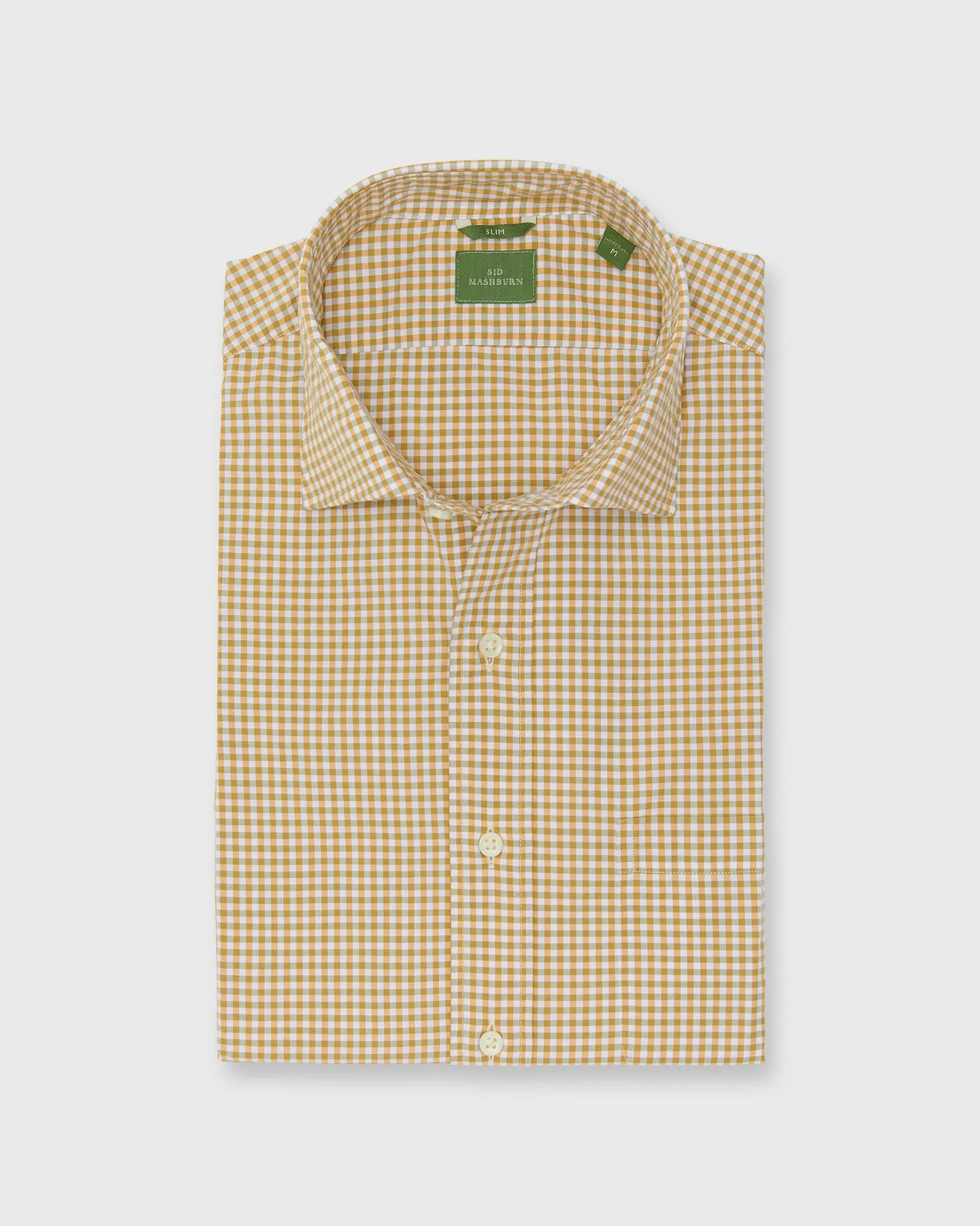 Slim-Fit Spread Collar Sport Shirt in Maize Small Gingham Poplin sold by Mashburn