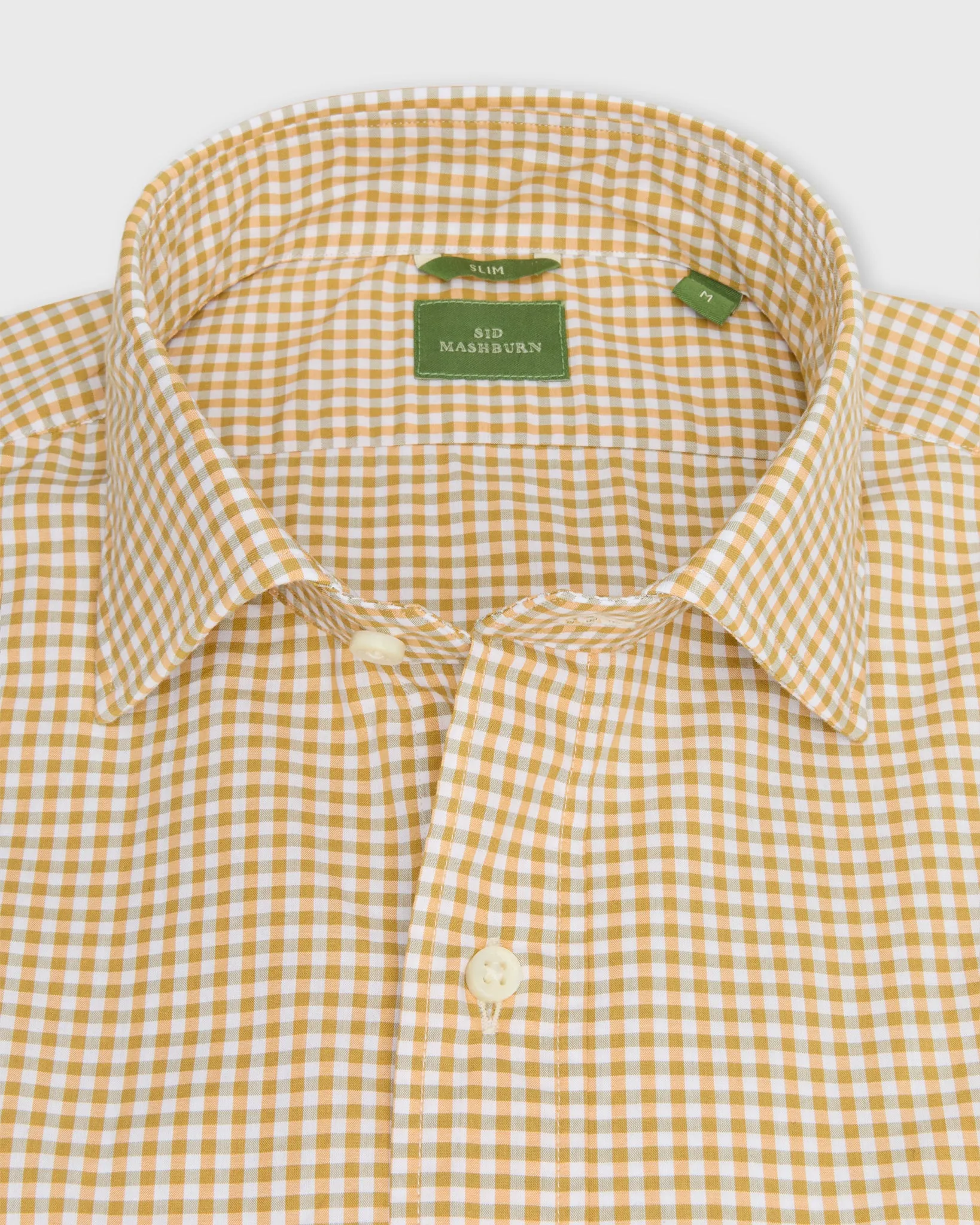 Slim-Fit Spread Collar Sport Shirt in Maize Small Gingham Poplin sold by Mashburn product image thumbnail 2