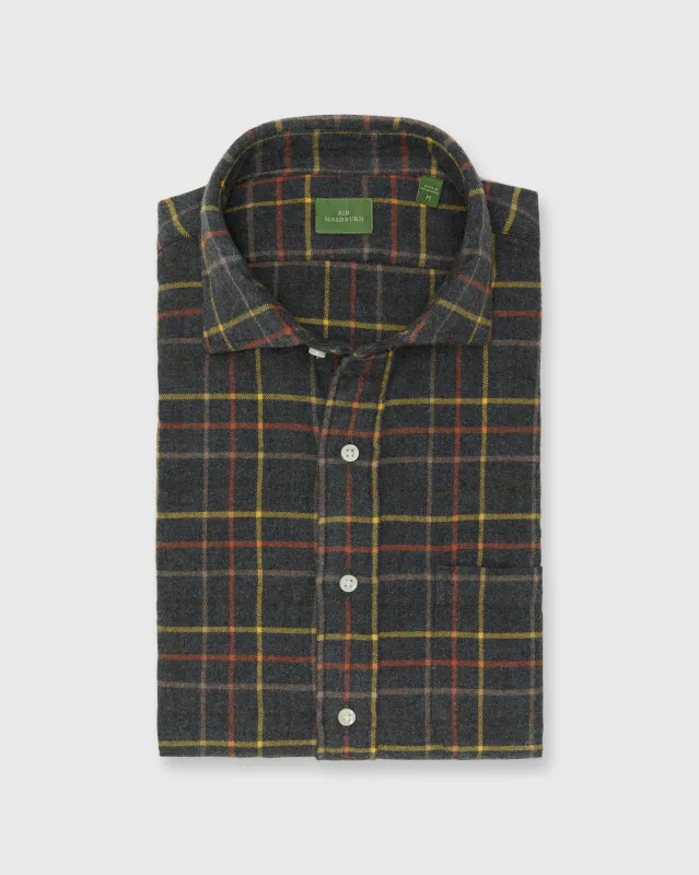 Spread Collar Sport Shirt in Graphite/Maize/Maple Tattersall Flannel made by Sid Mashburn