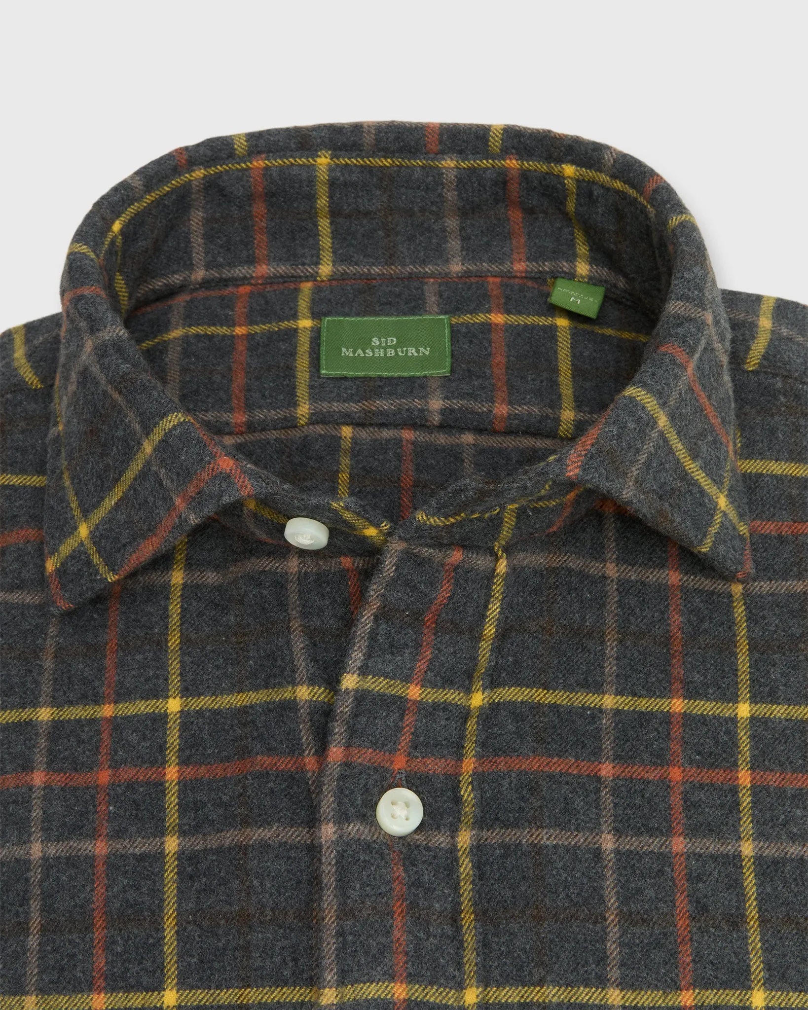 Spread Collar Sport Shirt in Graphite/Maize/Maple Tattersall Flannel sold by Mashburn product image thumbnail 2