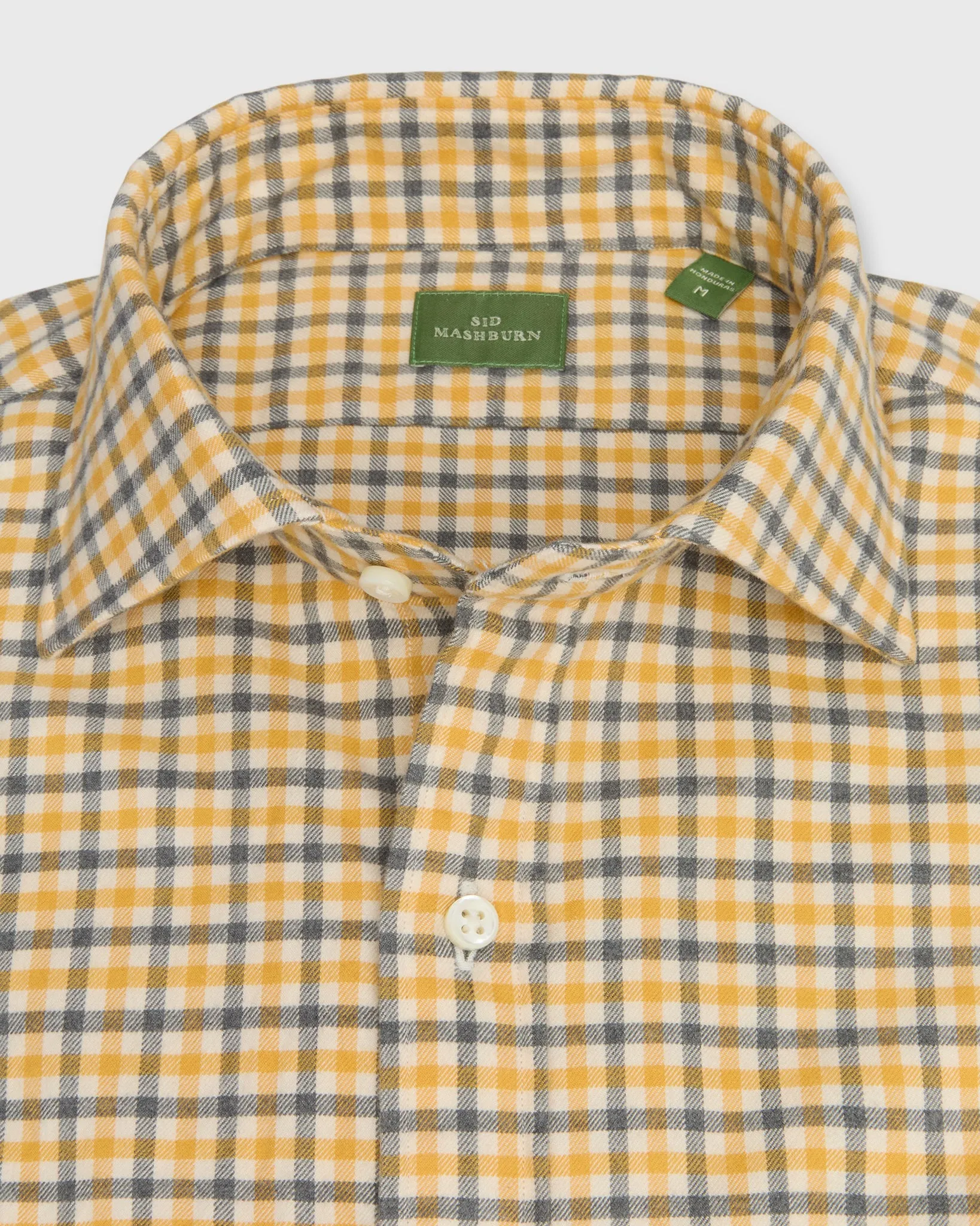 Spread Collar Sport Shirt in Maize/Grey Tattersall Flannel sold by Mashburn product image thumbnail 2