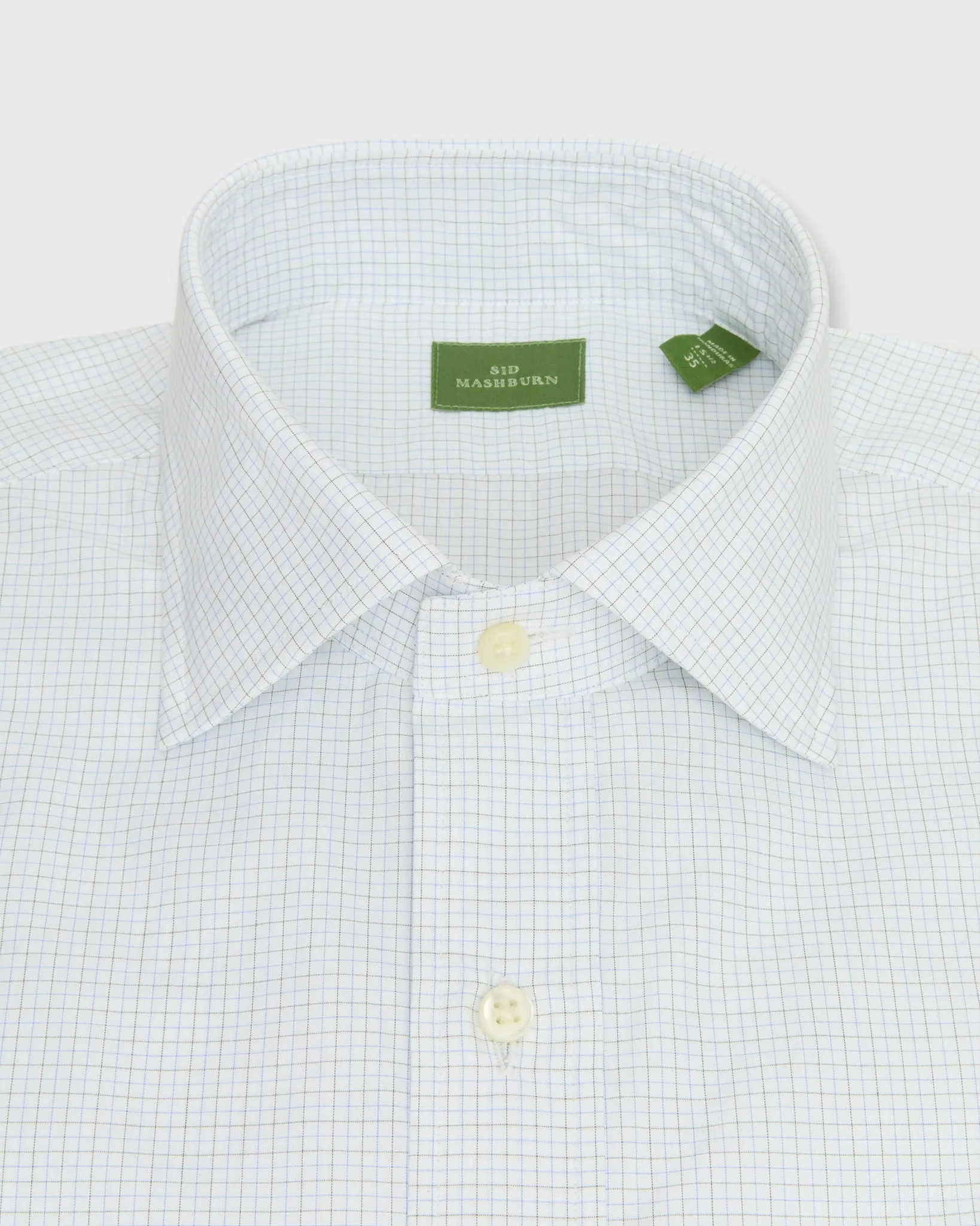 Spread Collar Dress Shirt in Sky/Green Graph Check Poplin sold by Mashburn product image thumbnail 2