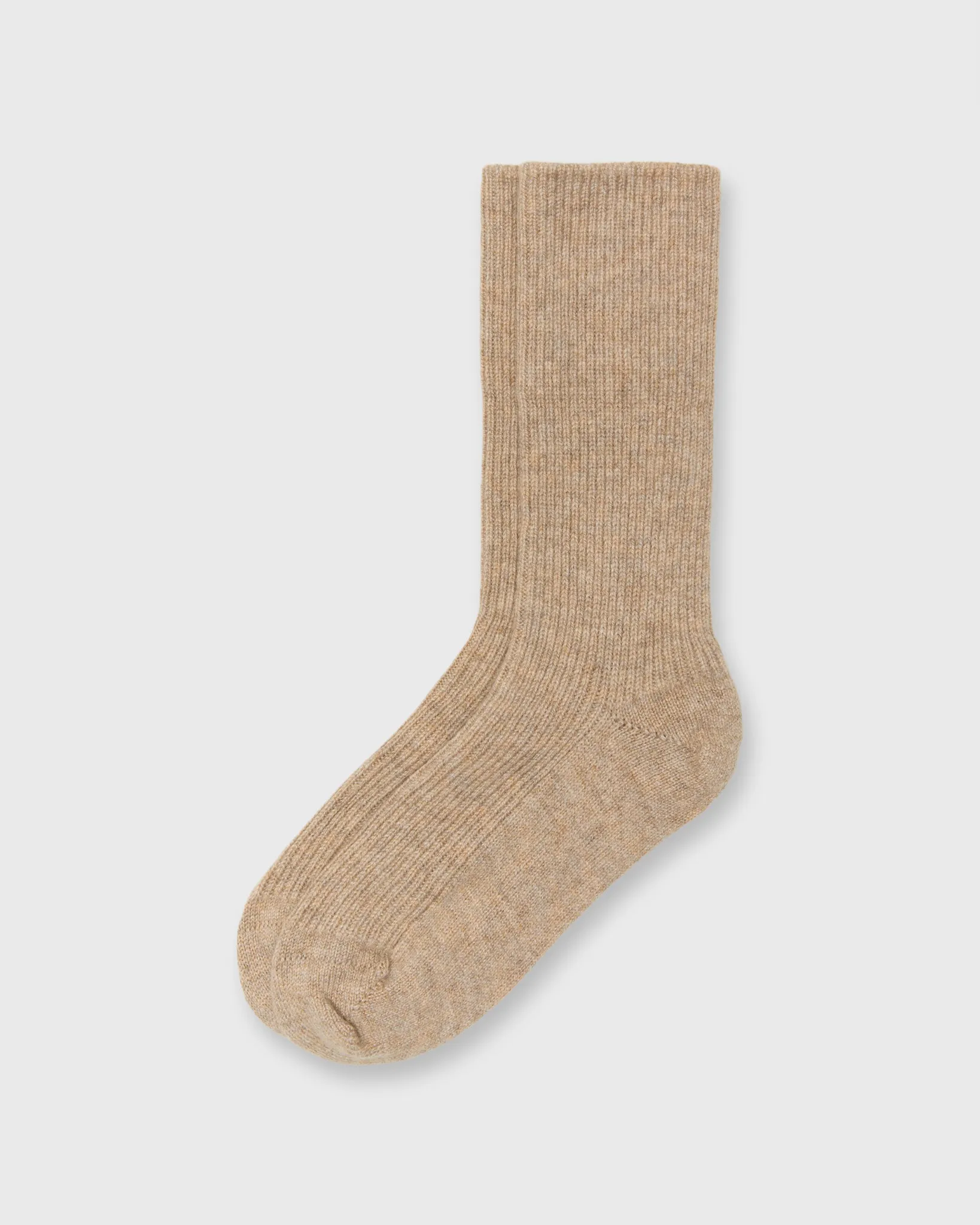 Cashmere Ribbed Socks in Oatmeal sold by Mashburn