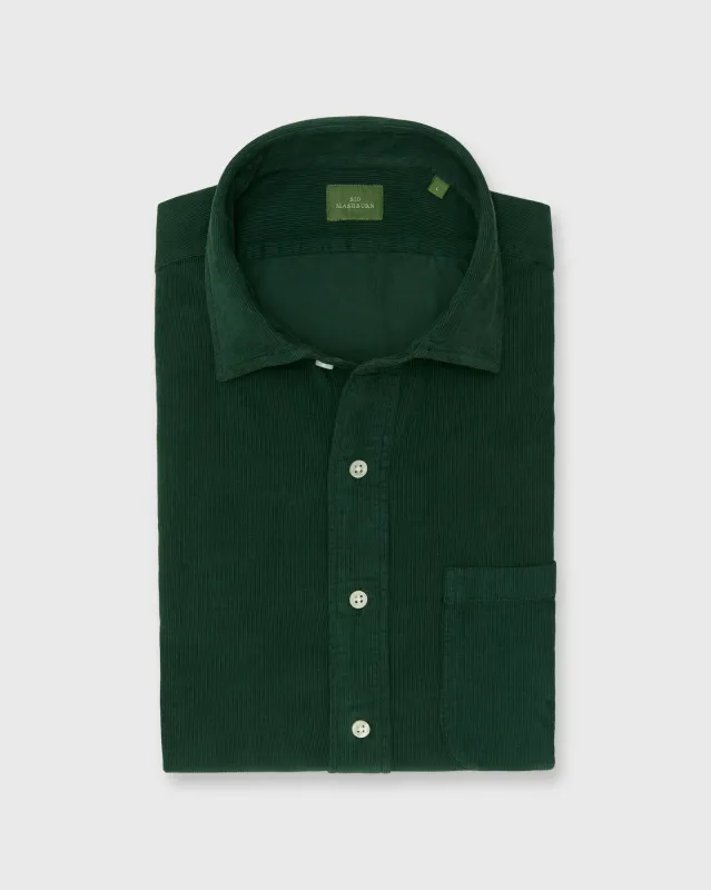 Spread Collar Sport Shirt in Forest Corduroy sold by Mashburn
