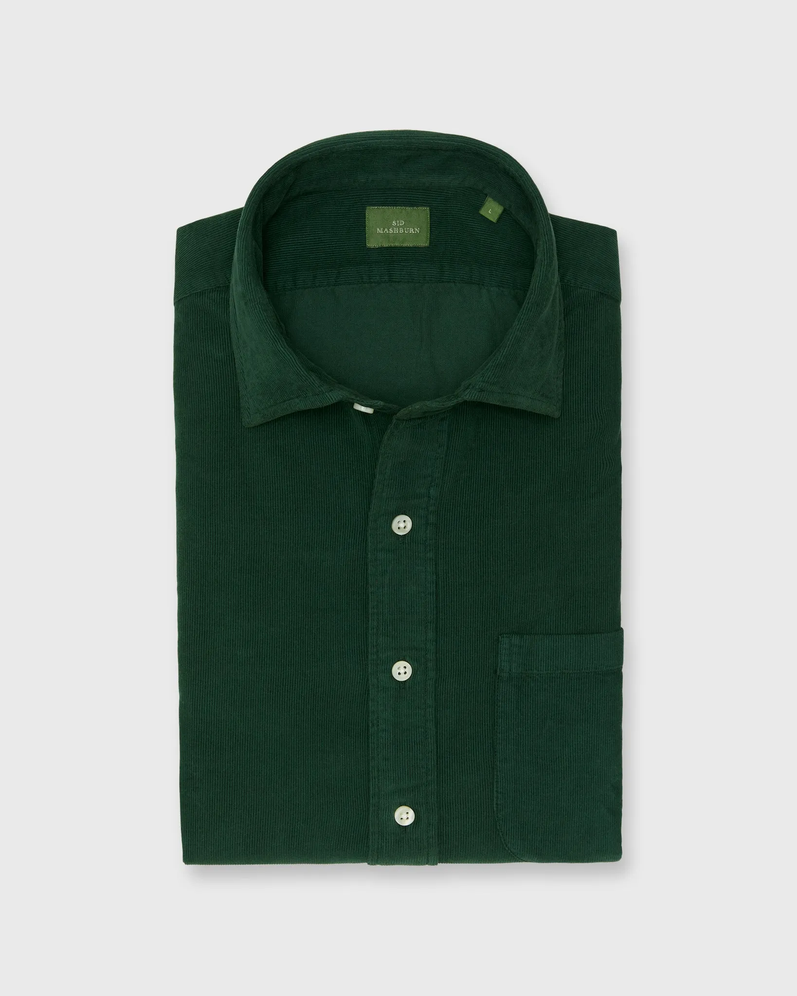 Spread Collar Sport Shirt in Forest Corduroy sold by Mashburn