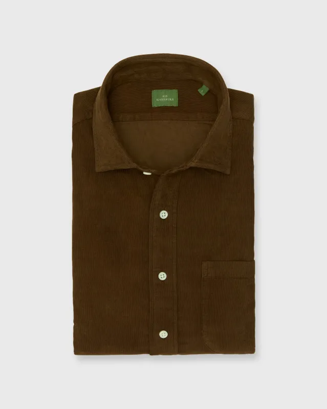 Spread Collar Sport Shirt in Brown Corduroy sold by Mashburn