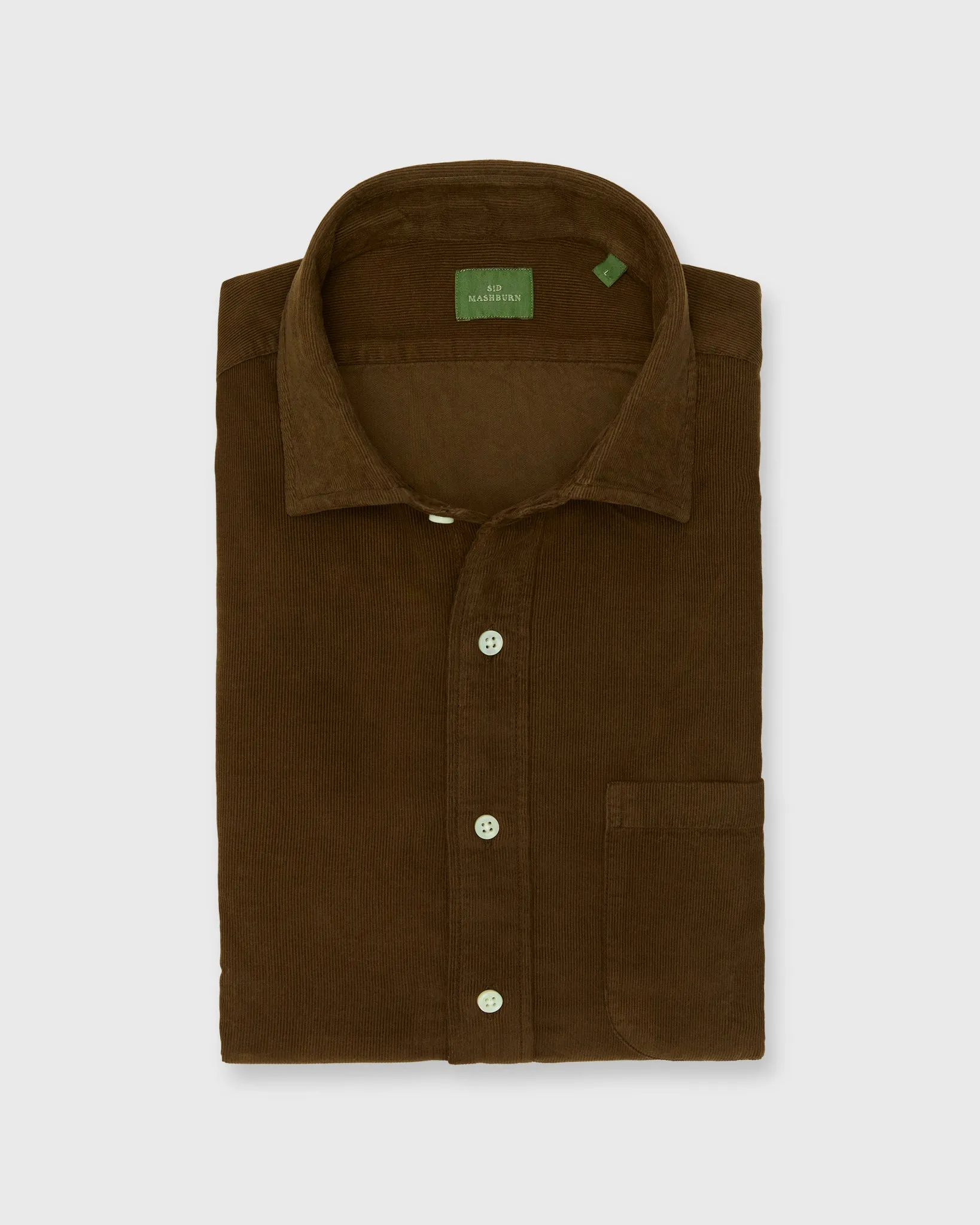 Spread Collar Sport Shirt in Brown Corduroy sold by Mashburn