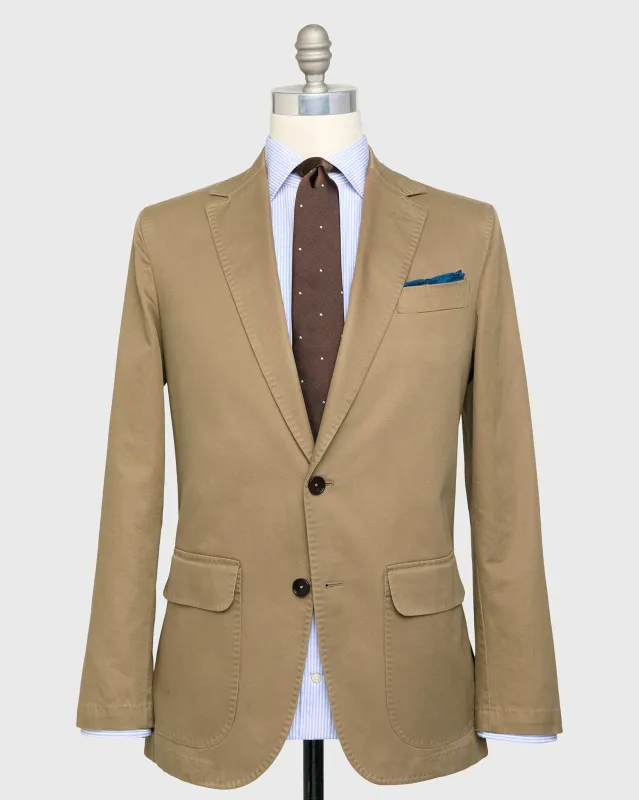 Butcher Jacket in British Khaki High Ridge Twill sold by Mashburn