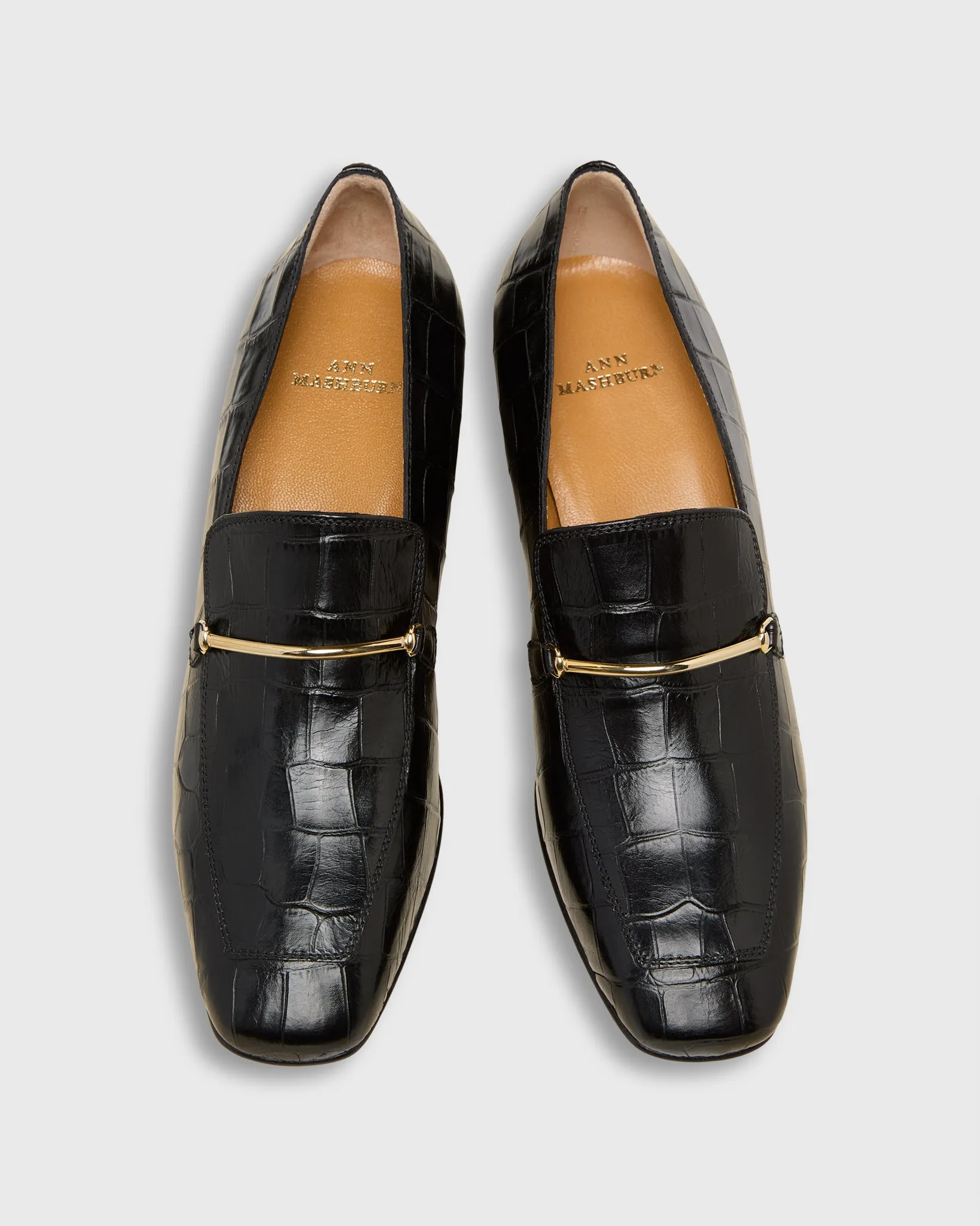 Bit Loafer Heel in Black Embossed Leather sold by Mashburn product image thumbnail 2