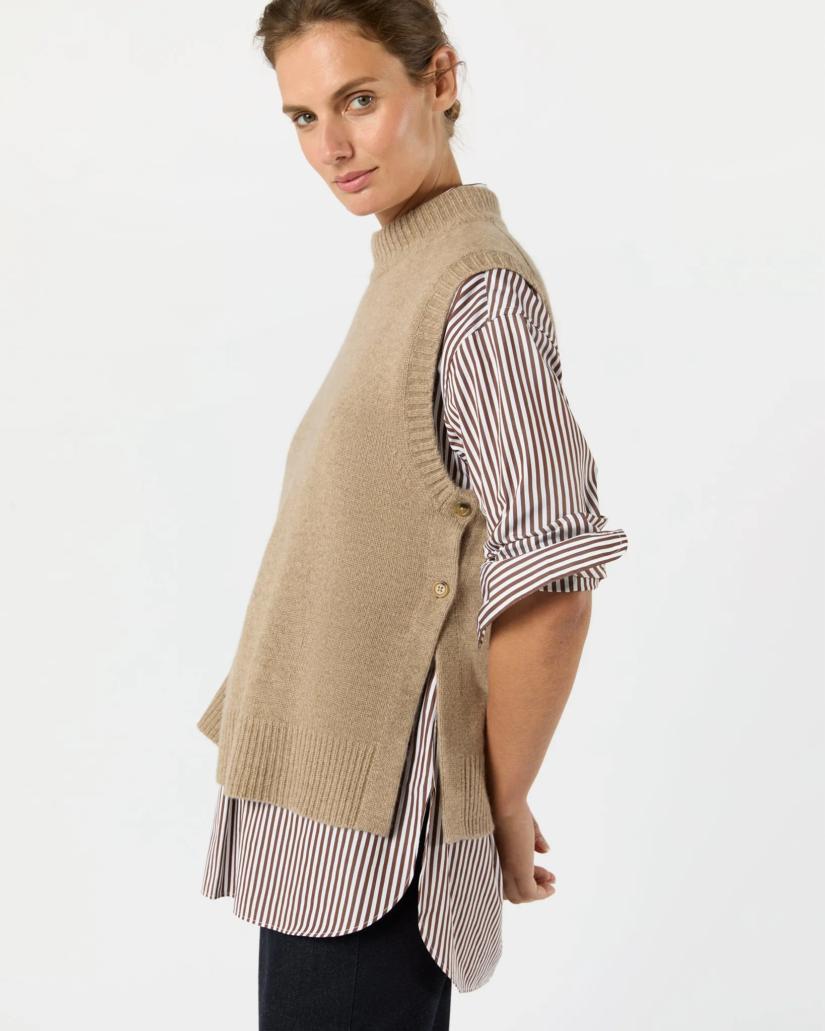 Marion Sweater in Heather Mink Cashmere sold by Mashburn product image thumbnail 2