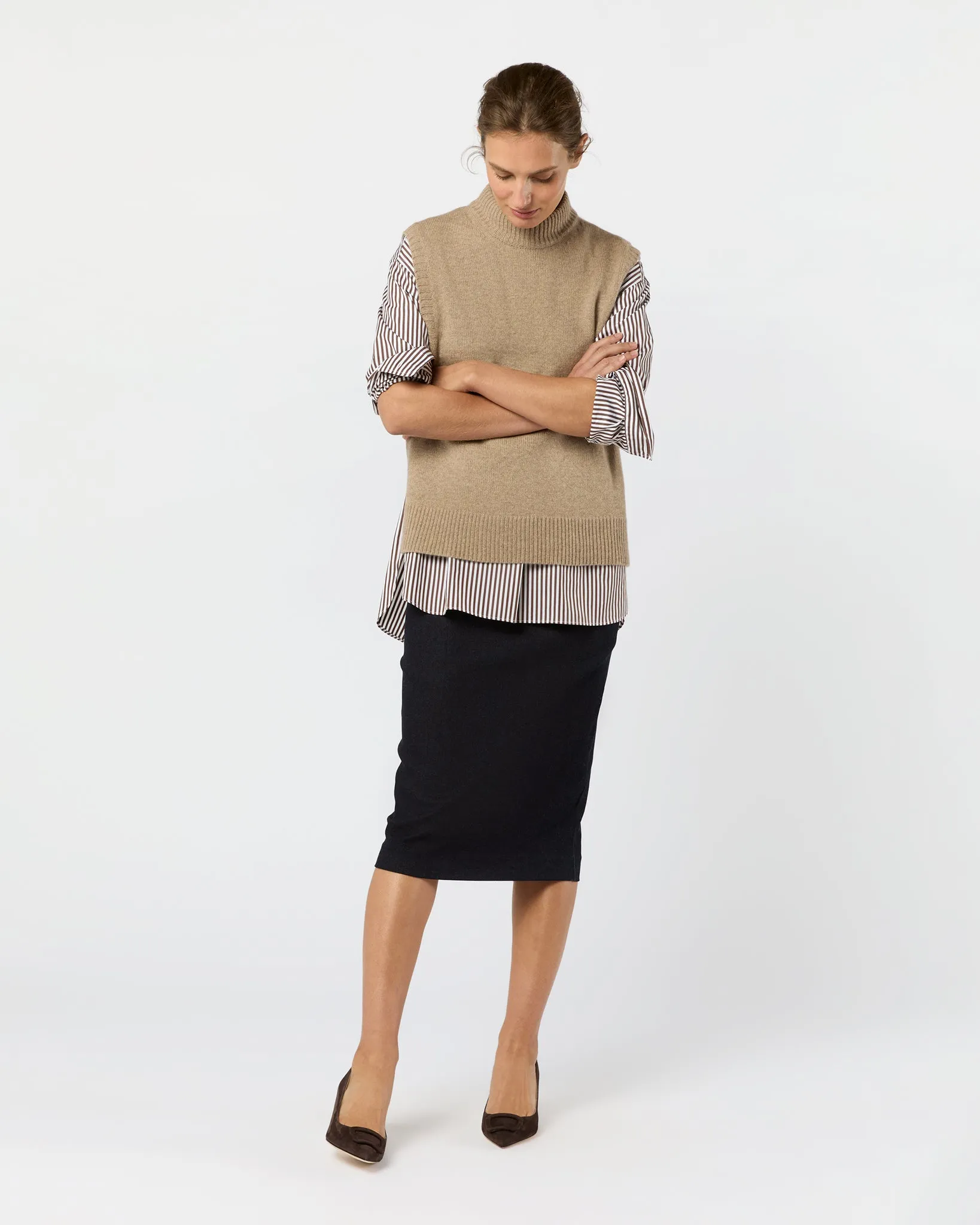 Marion Sweater in Heather Mink Cashmere sold by Mashburn product image thumbnail 3