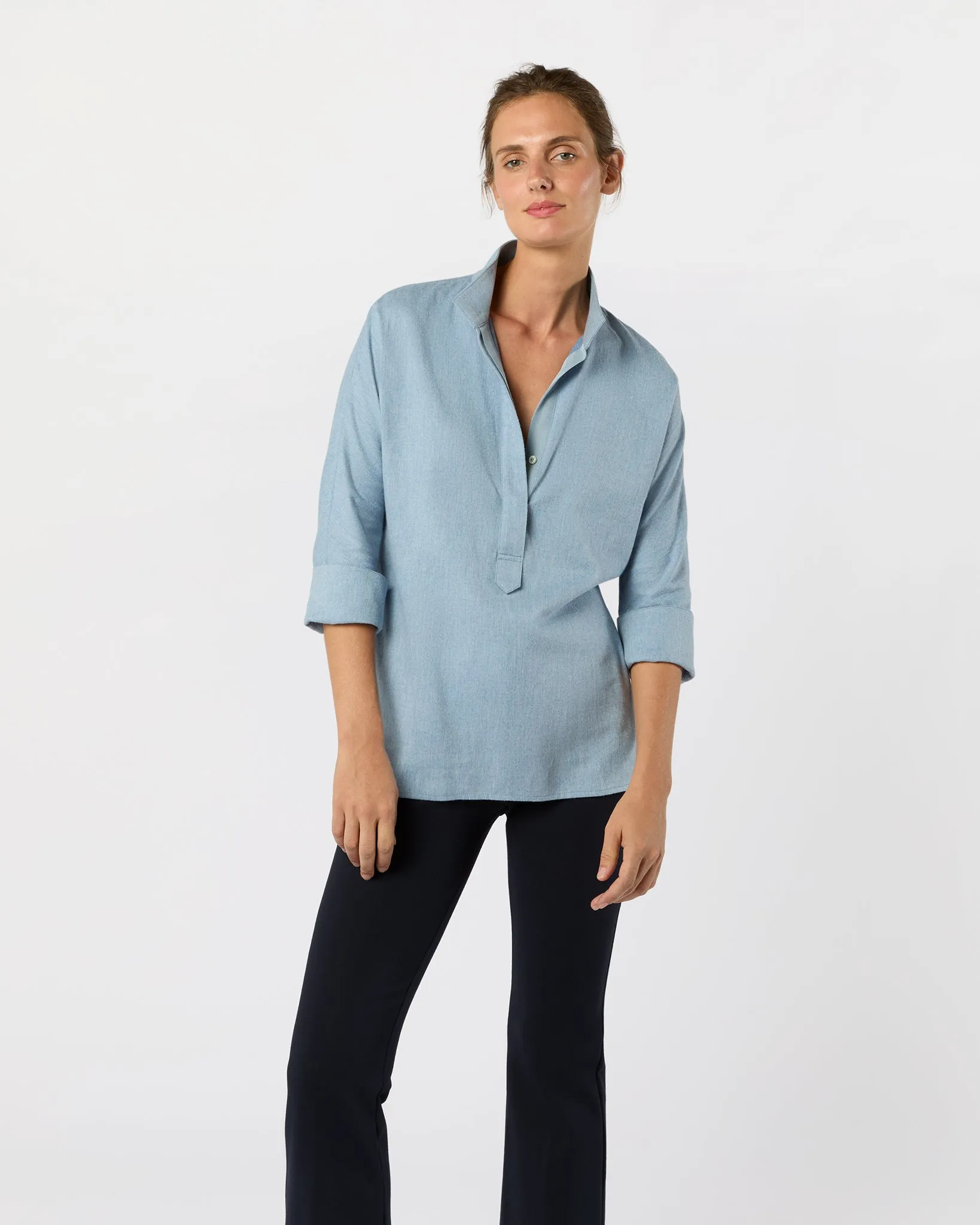 Fanny Shirt in Sky Brushed Twill sold by Mashburn product image thumbnail 3