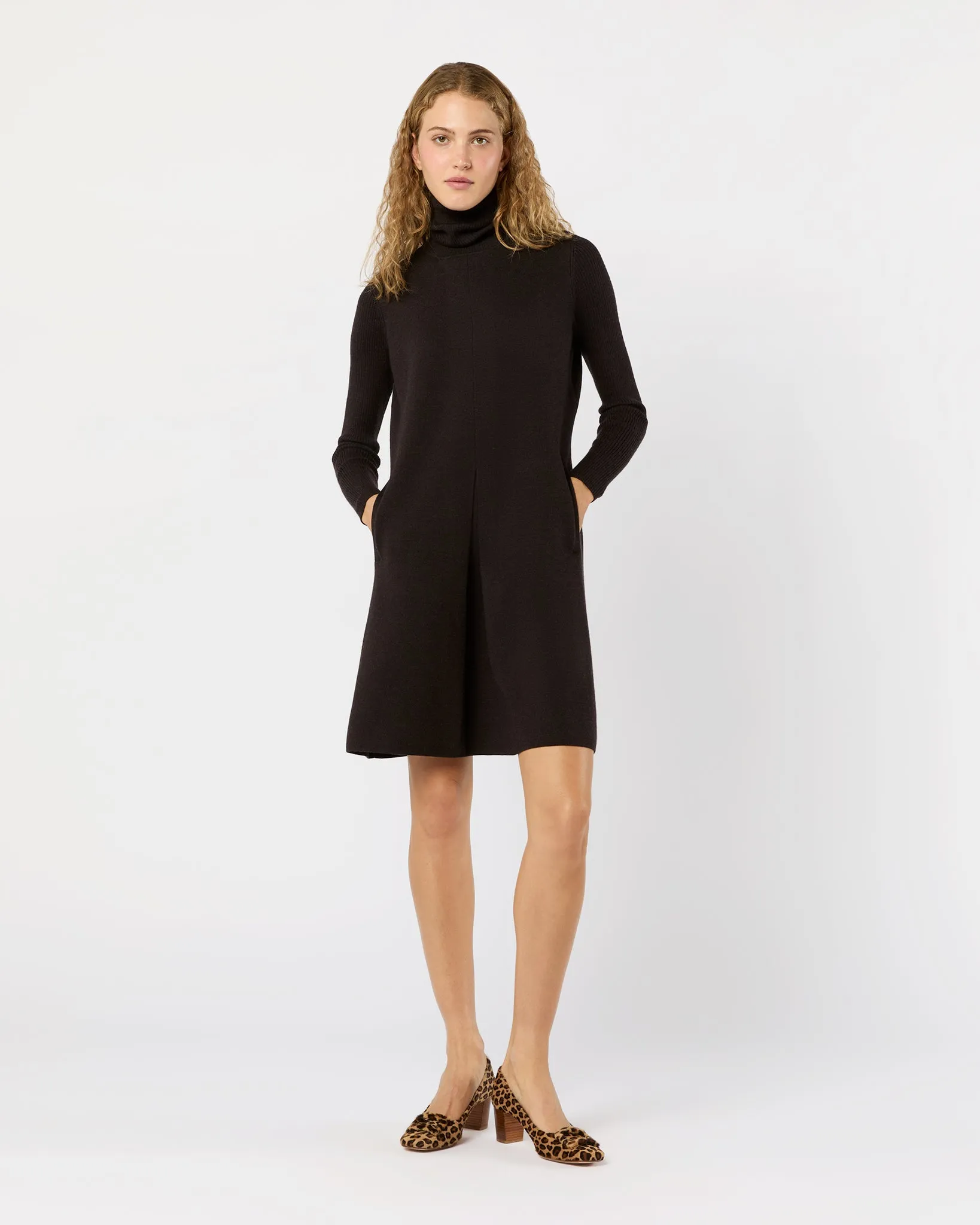 Fosette Dress in Chocolate Extra Fine Merino Wool sold by Mashburn