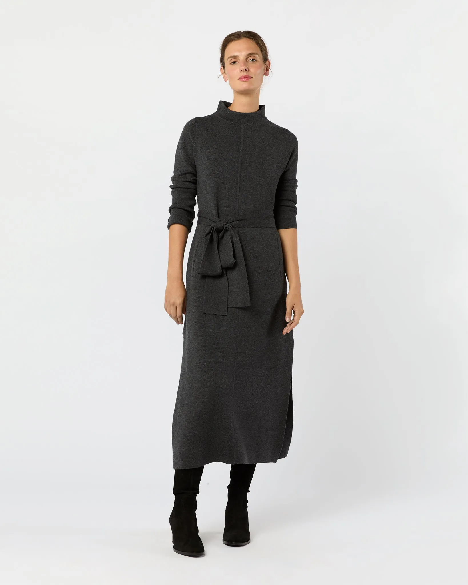 Lindsey Dress in Charcoal Extra Fine Merino Wool sold by Mashburn product image thumbnail 4