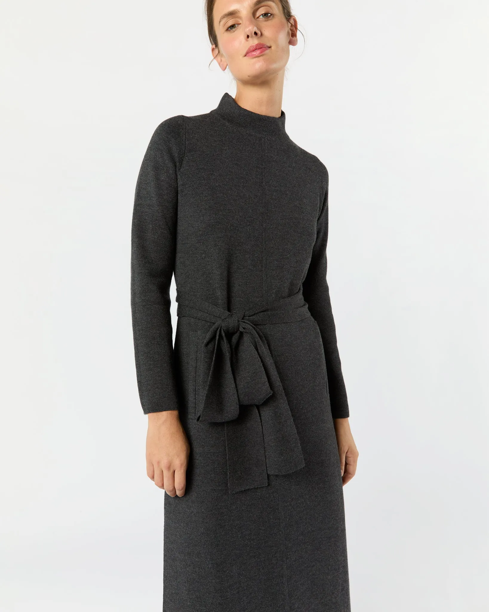 Lindsey Dress in Charcoal Extra Fine Merino Wool sold by Mashburn product image thumbnail 2