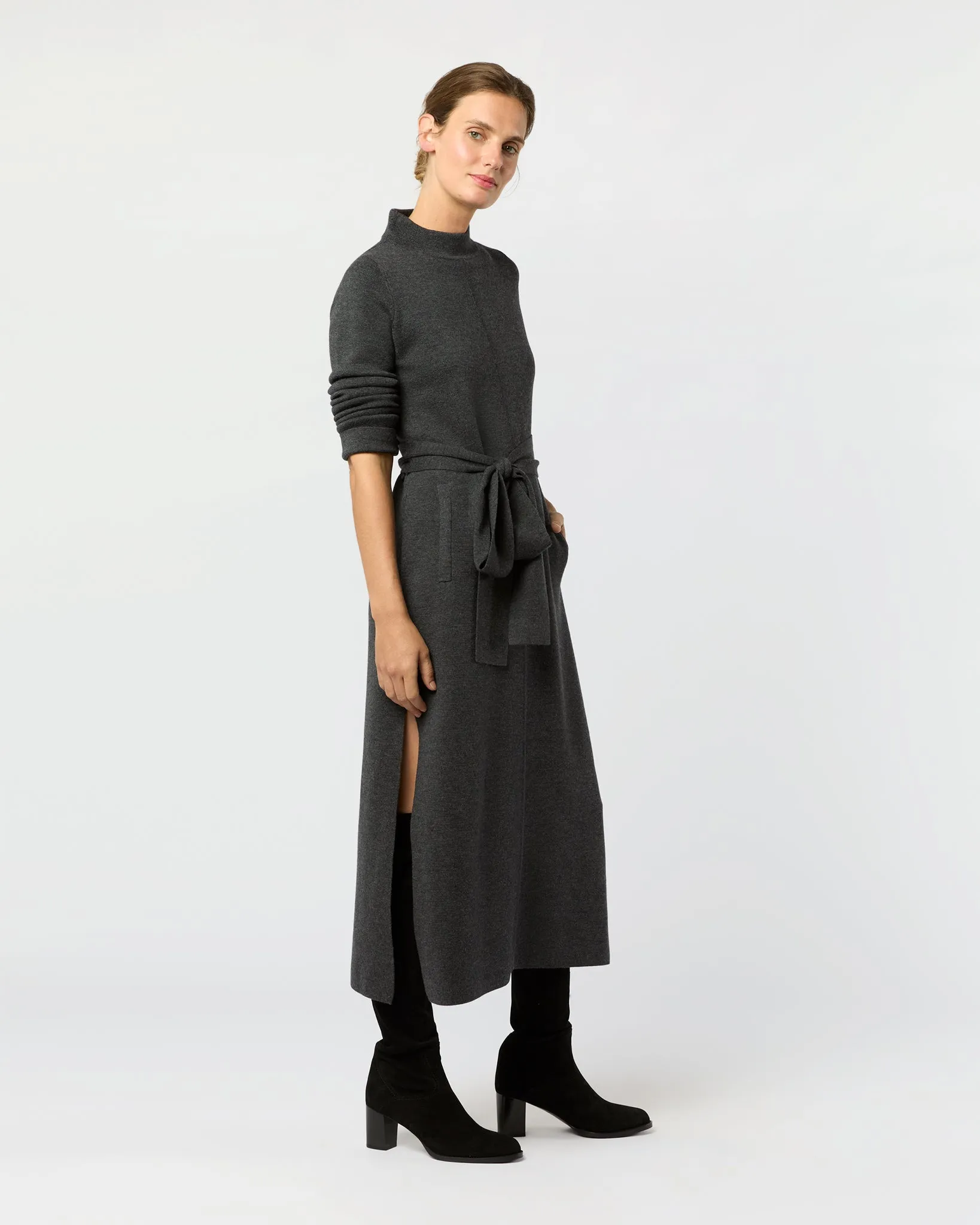Lindsey Dress in Charcoal Extra Fine Merino Wool sold by Mashburn product image thumbnail 5