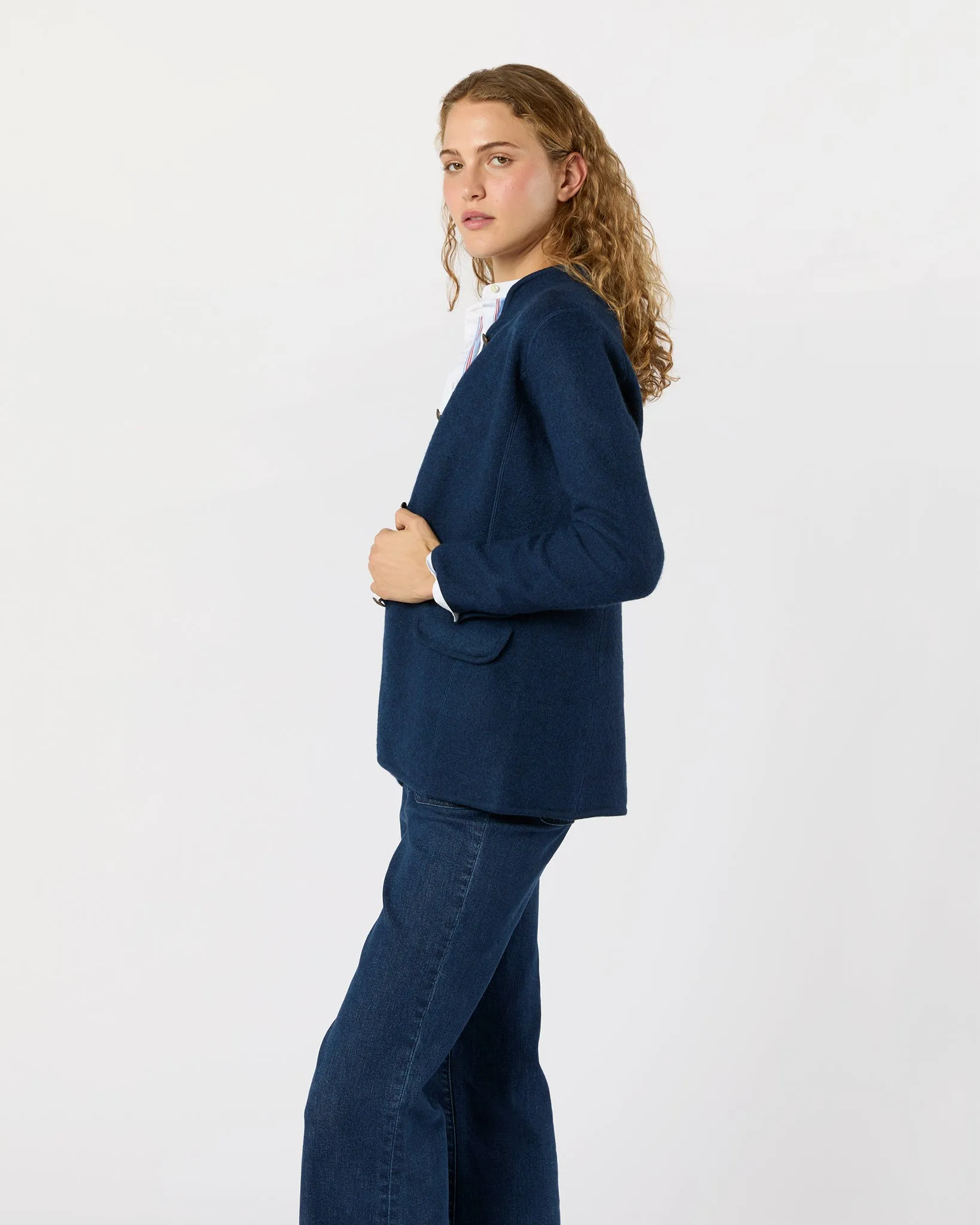 Tyrolean Jacket in Heather Navy Boiled Wool sold by Mashburn product image thumbnail 5