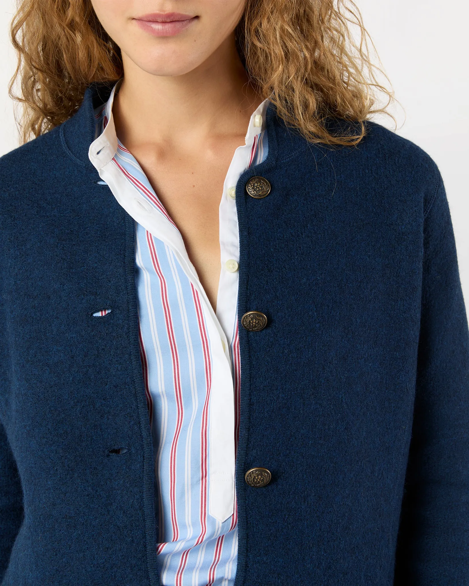 Tyrolean Jacket in Heather Navy Boiled Wool sold by Mashburn product image thumbnail 3