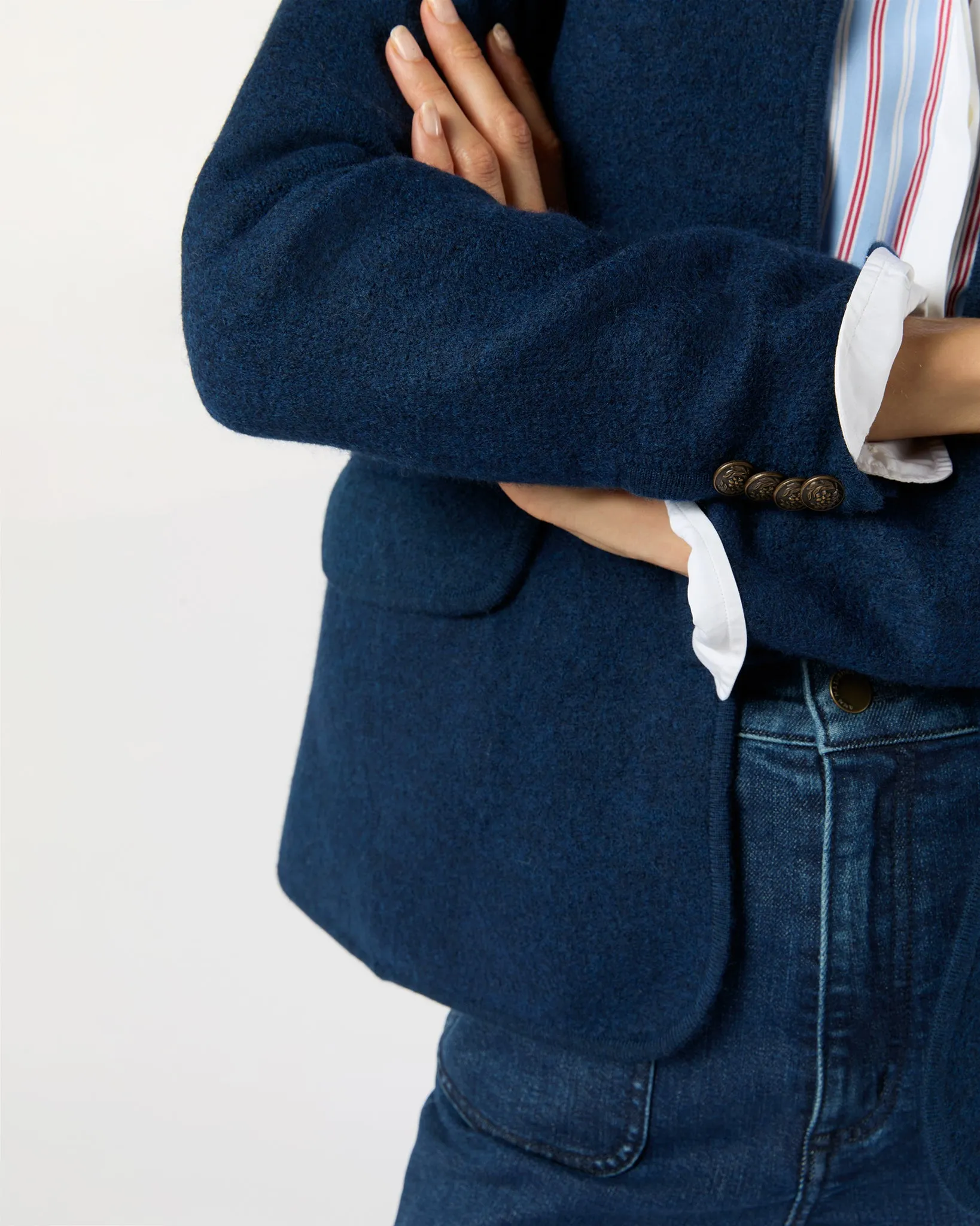 Tyrolean Jacket in Heather Navy Boiled Wool sold by Mashburn product image thumbnail 2