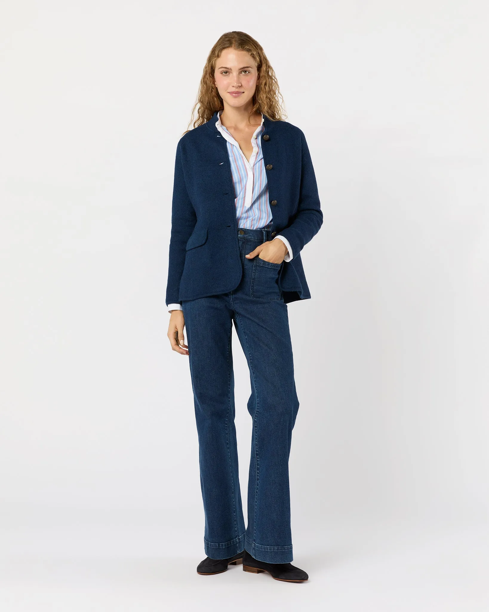 Tyrolean Jacket in Heather Navy Boiled Wool sold by Mashburn product image thumbnail 4